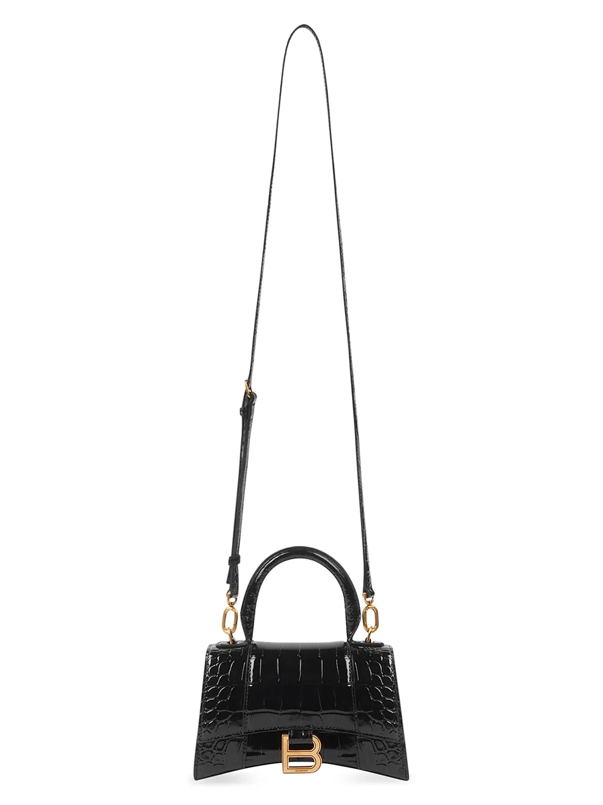 Balenciaga Hourglass XS Handbag Crocodile Embossed