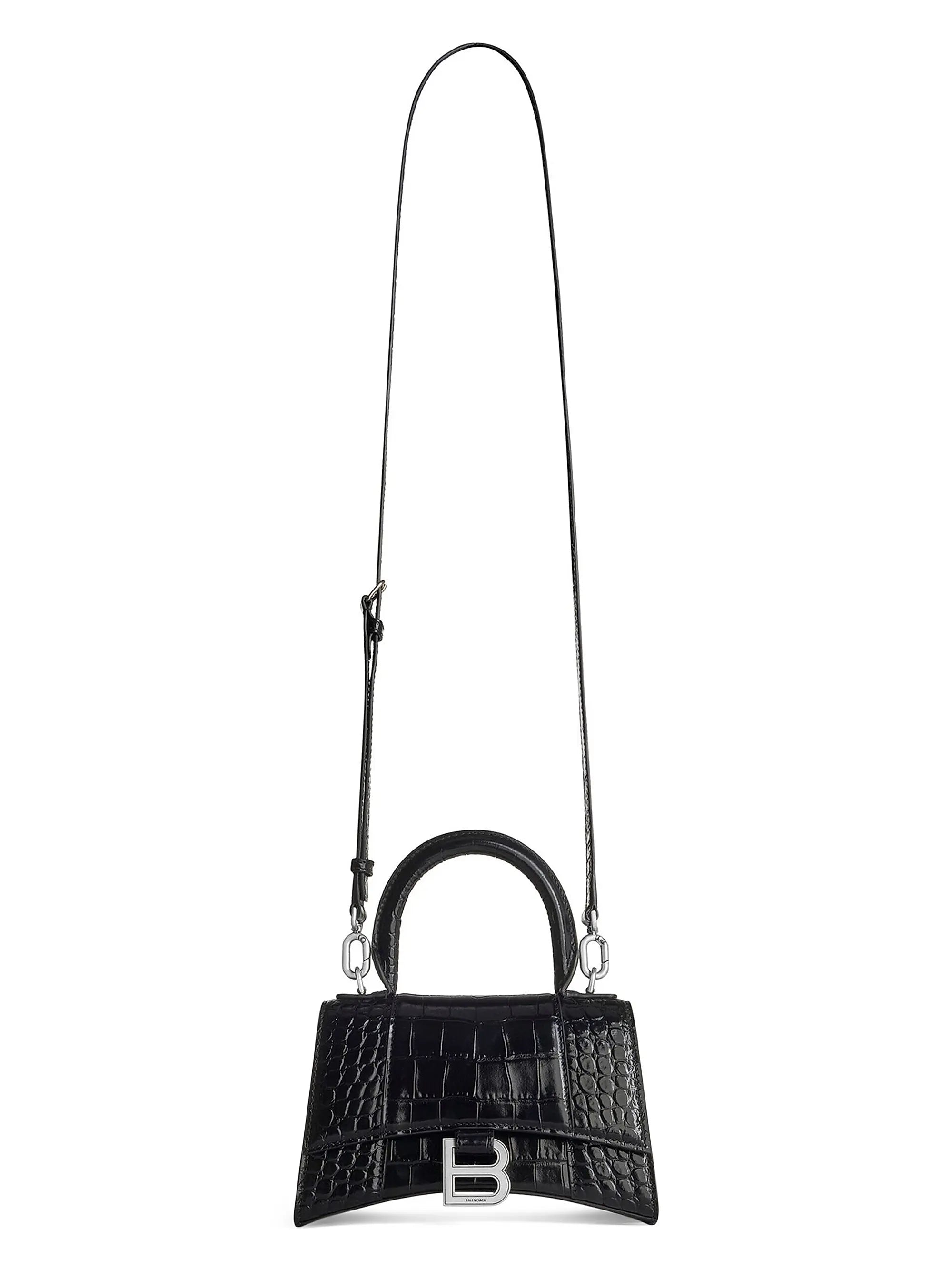 Balenciaga Hourglass XS Handbag Crocodile Embossed