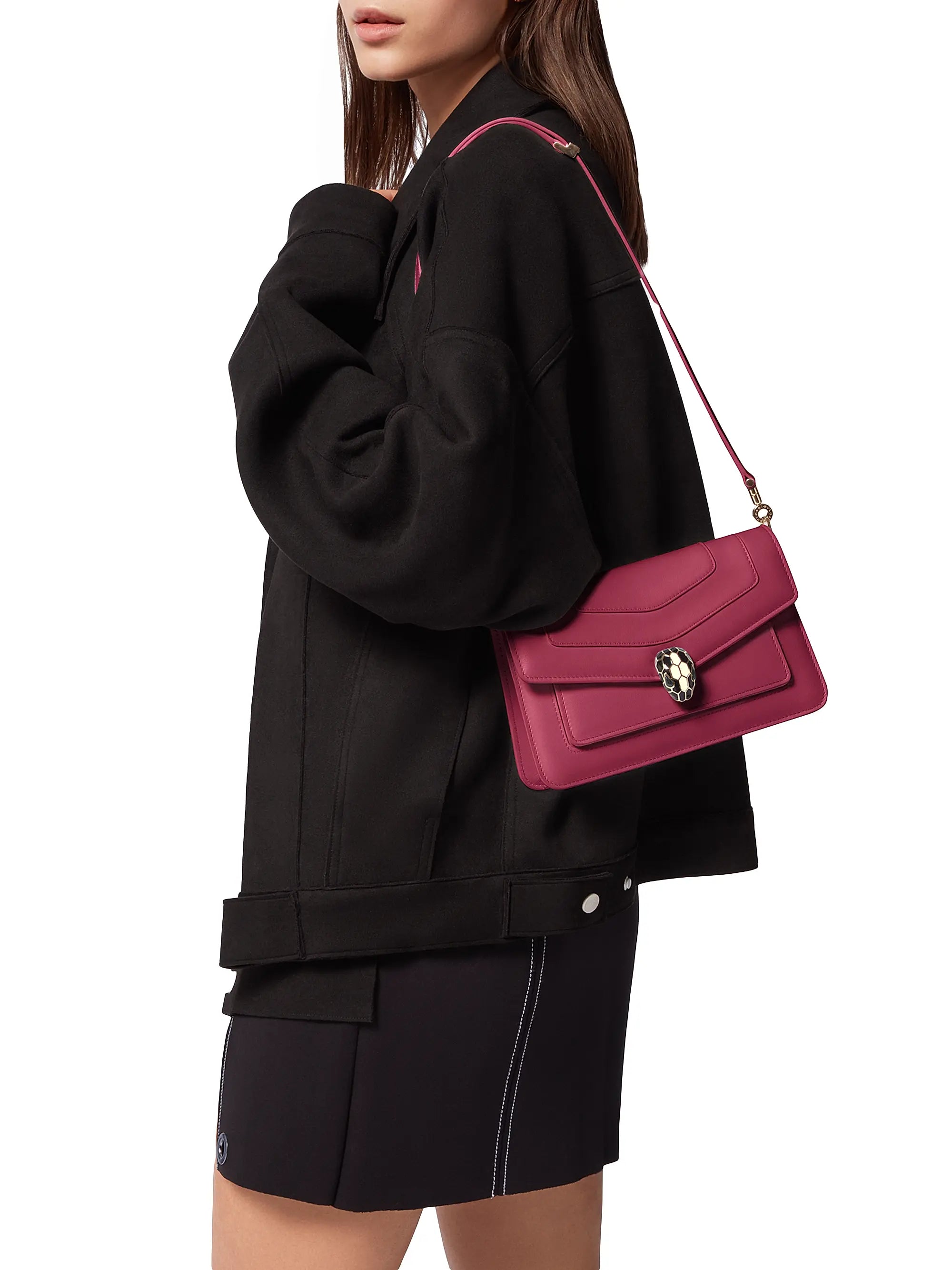 BVLGARI Serpenti Leather Shoulder Bag