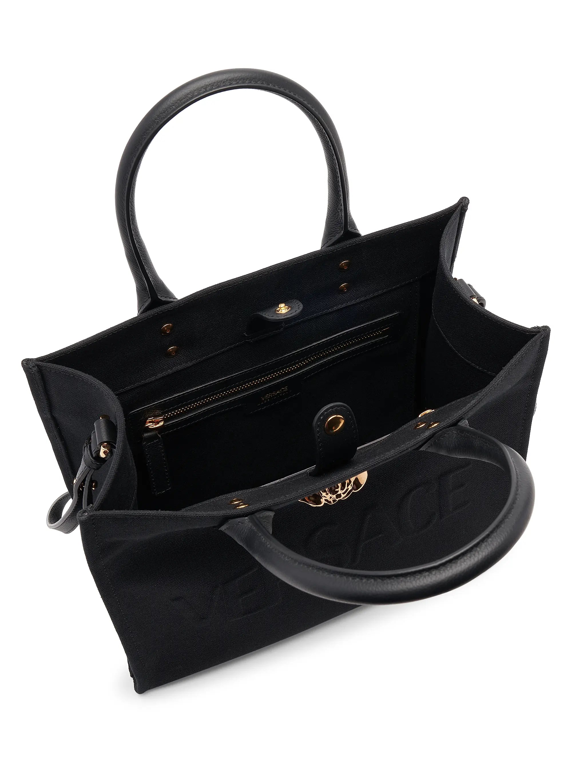 Versace Small Canvas & Leather Tote Bag