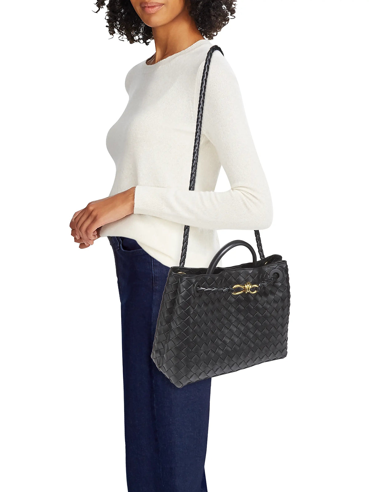 Bottega Veneta Medium Andiamo Intrecciato Leather Top-Handle Bag