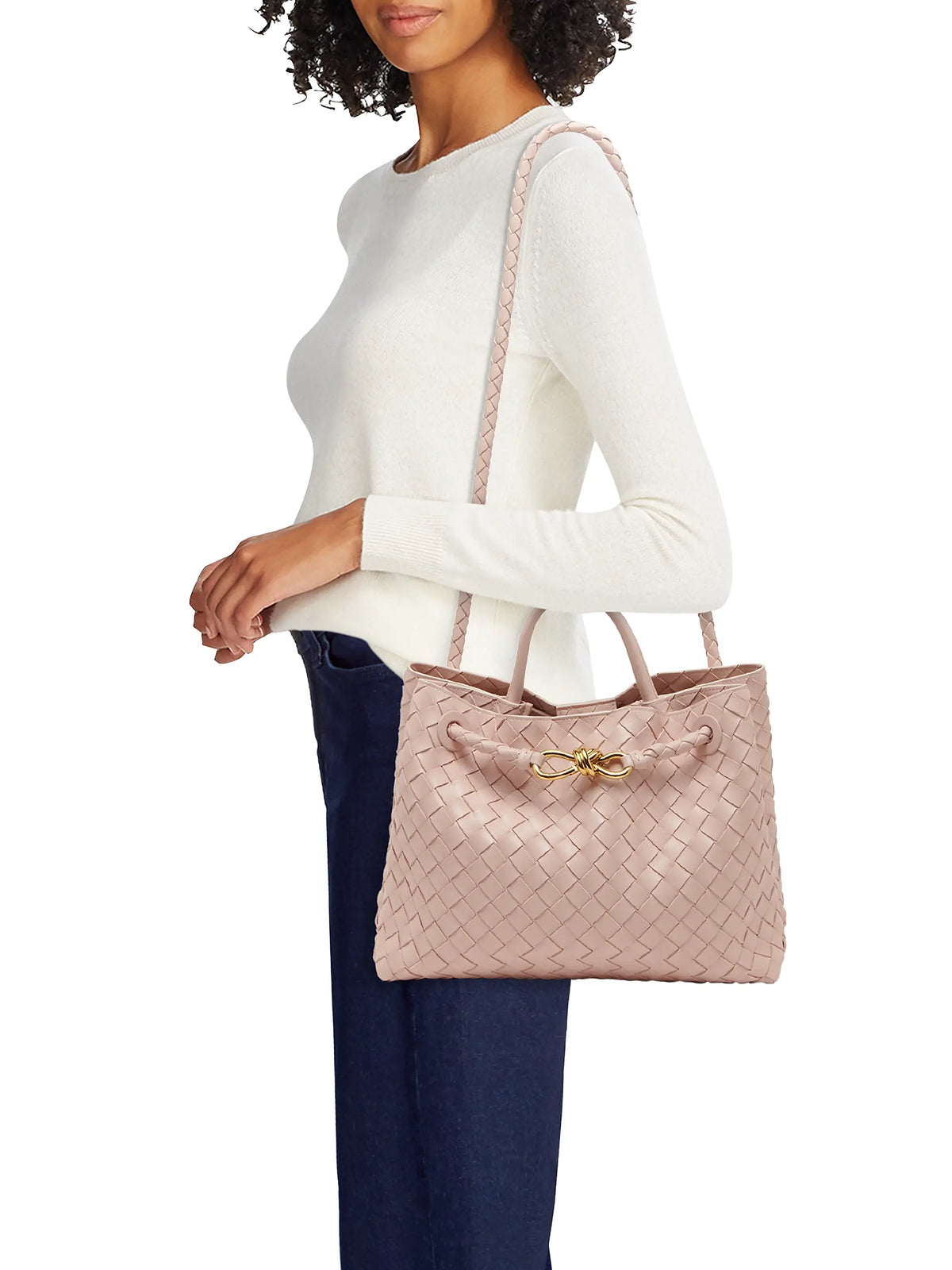 Bottega Veneta Medium Andiamo Intrecciato Leather Top-Handle Bag