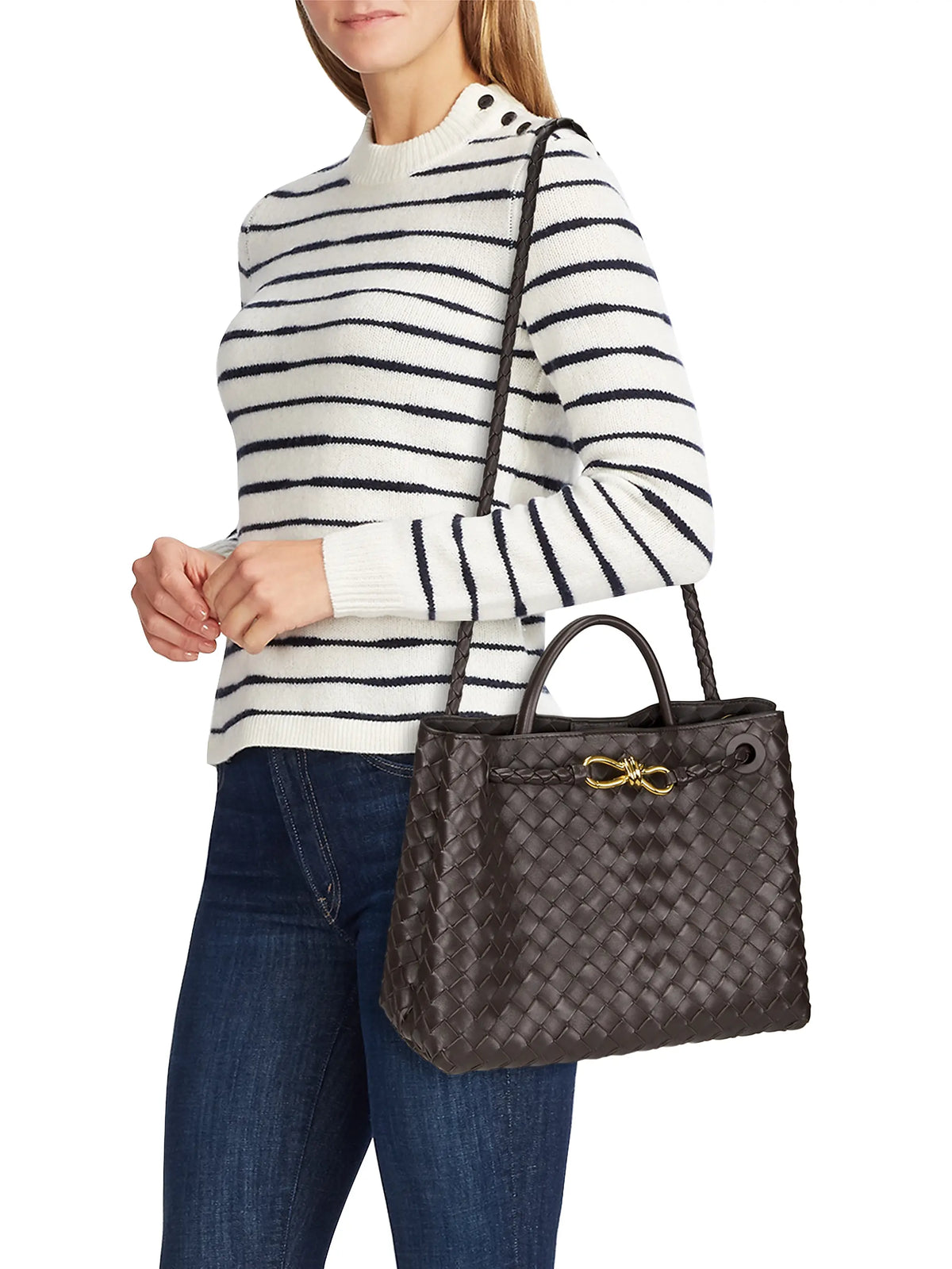 Bottega Veneta Medium Andiamo Intrecciato Leather Top-Handle Bag