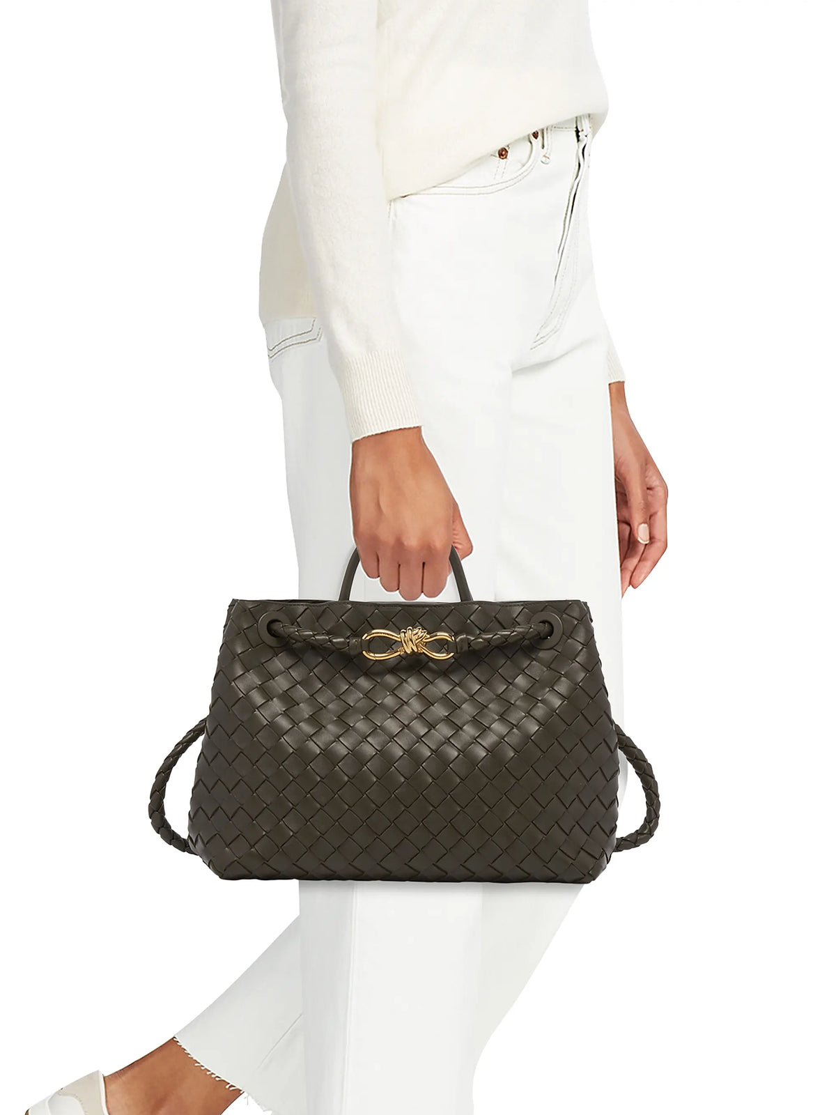 Bottega Veneta Medium Andiamo Intrecciato Leather Top-Handle Bag