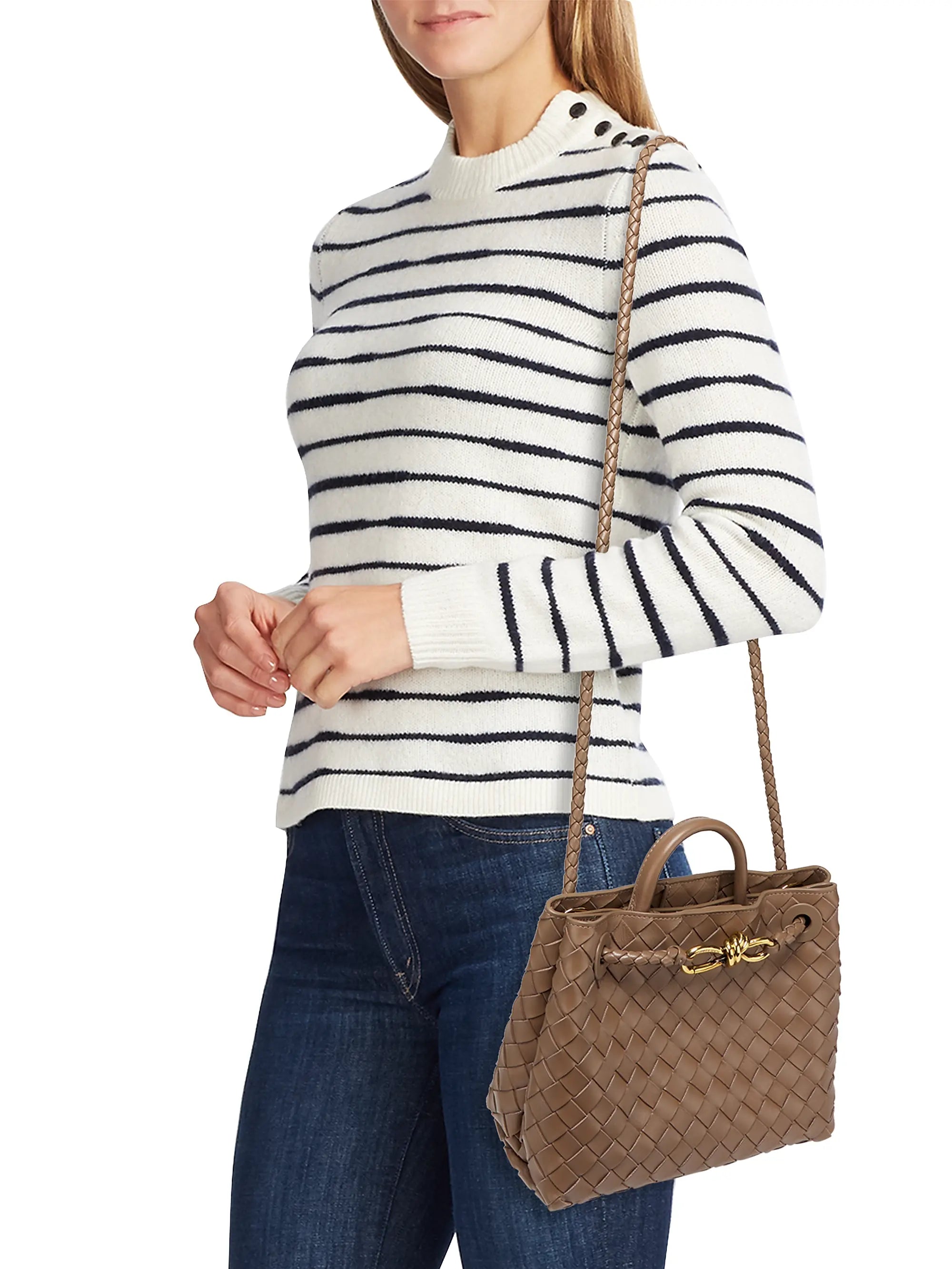 Bottega Veneta Small Andiamo Intrecciato Leather Top-Handle Bag