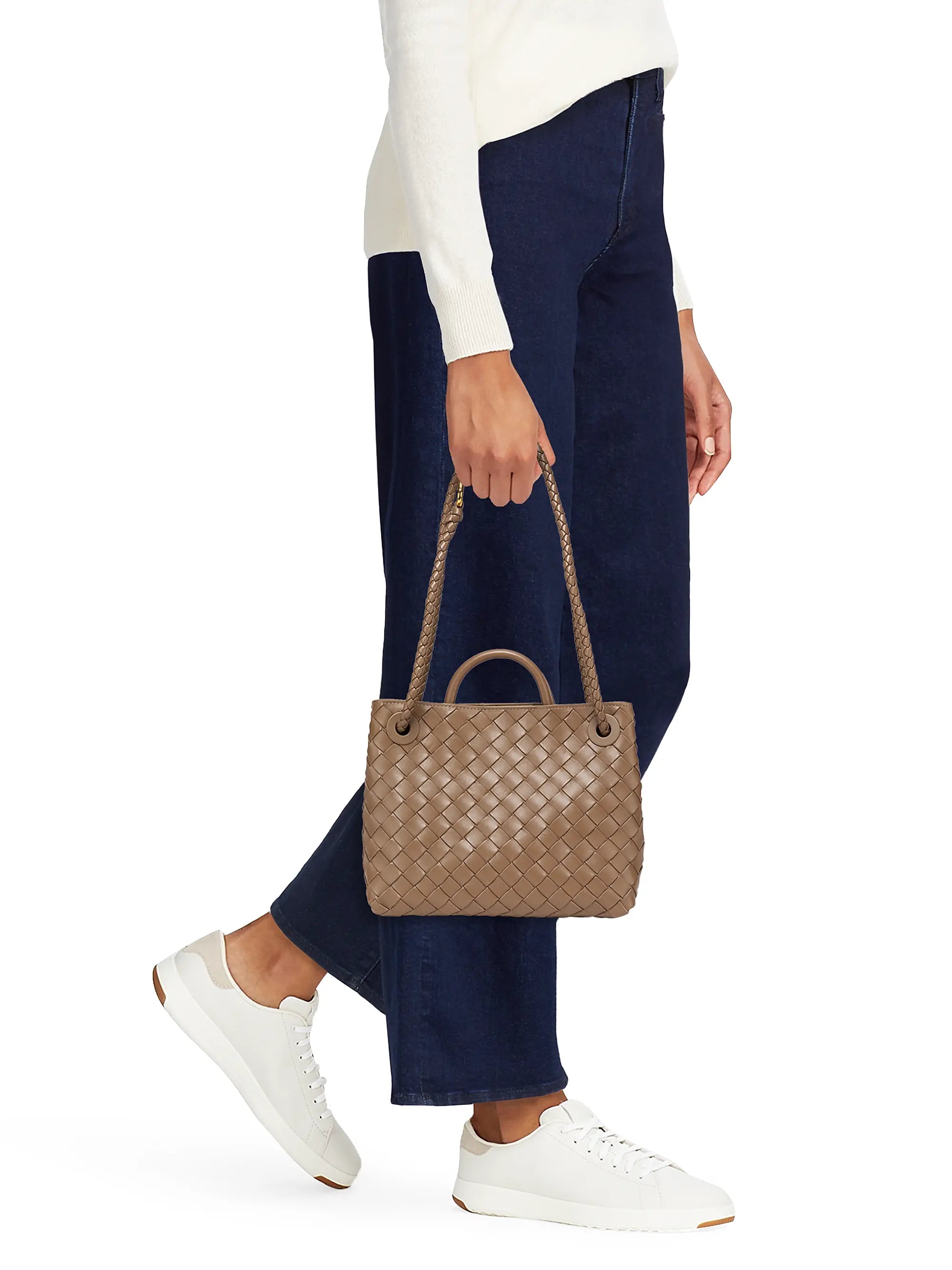 Bottega Veneta Small Andiamo Intrecciato Leather Top-Handle Bag