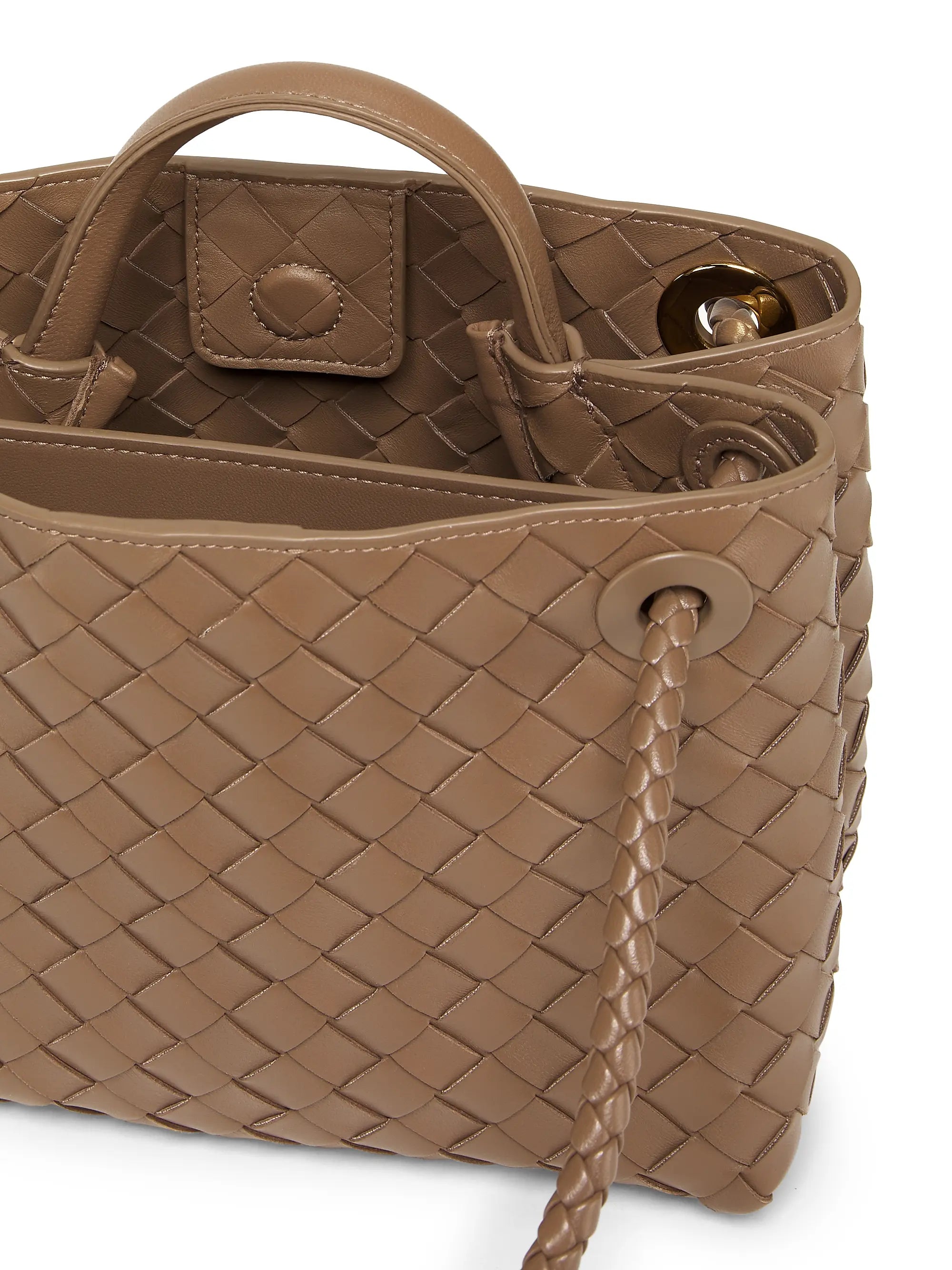 Bottega Veneta Small Andiamo Intrecciato Leather Top-Handle Bag
