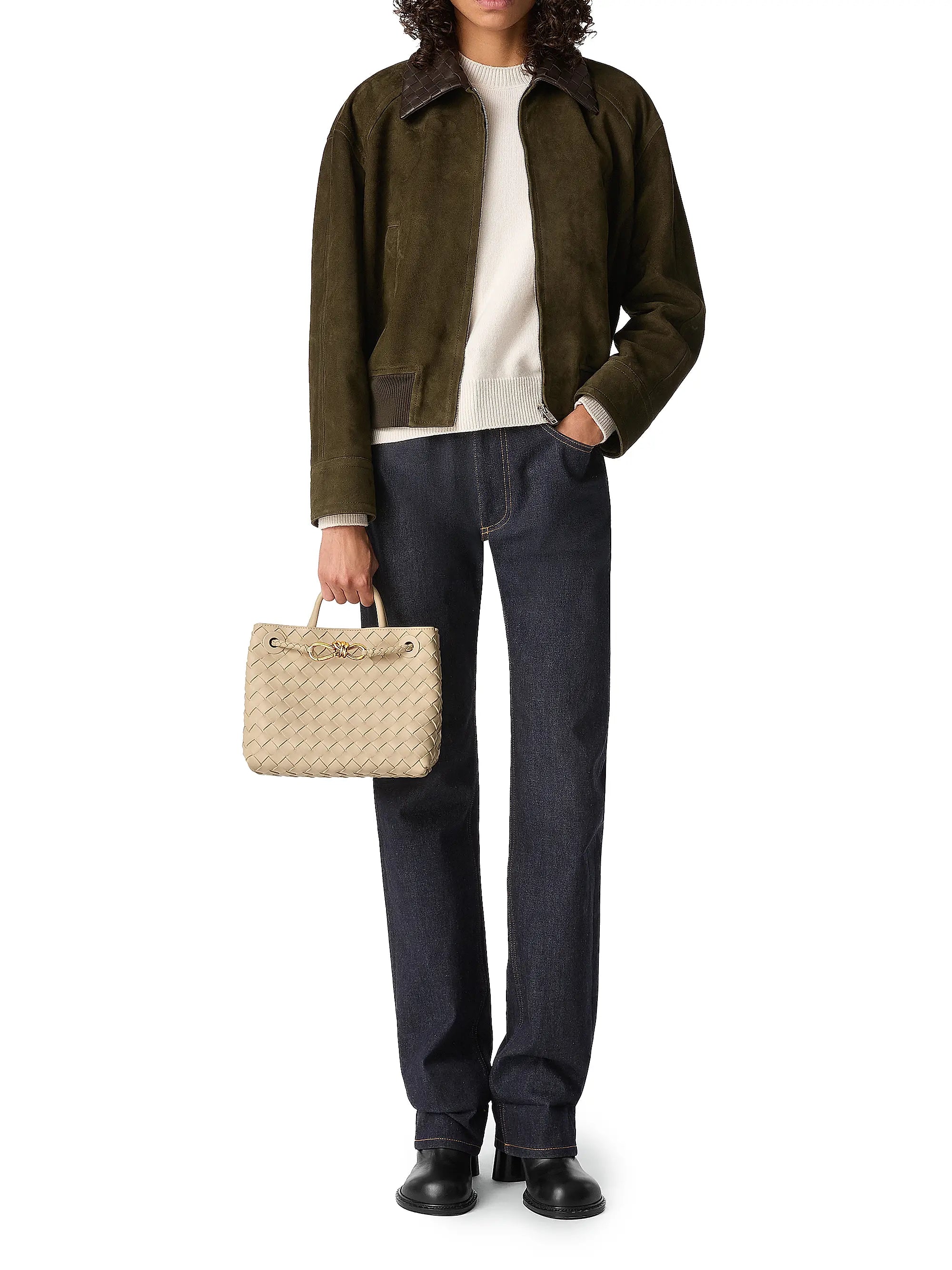 Bottega Veneta Small Andiamo Intrecciato Leather Top-Handle Bag