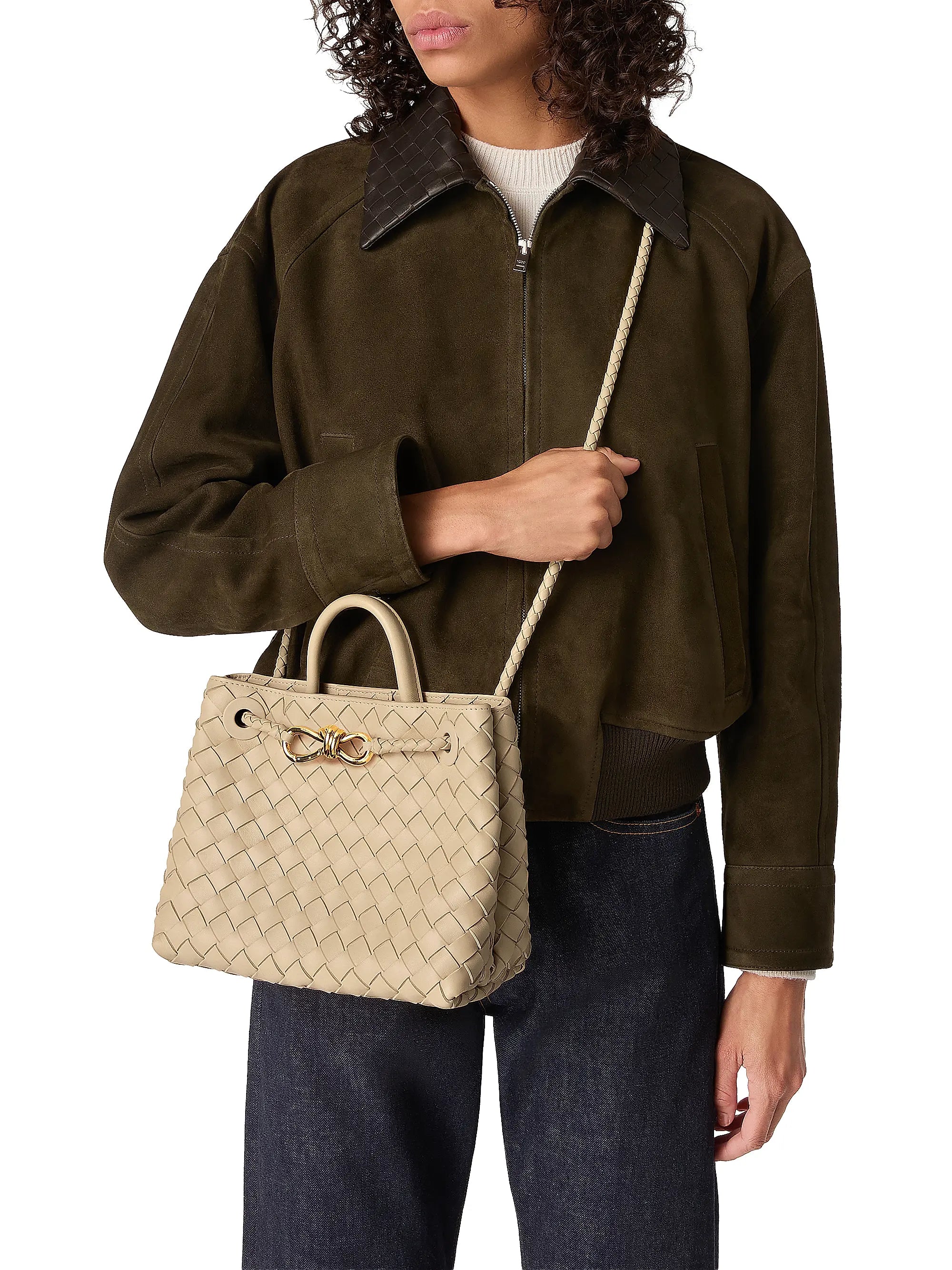 Bottega Veneta Small Andiamo Intrecciato Leather Top-Handle Bag