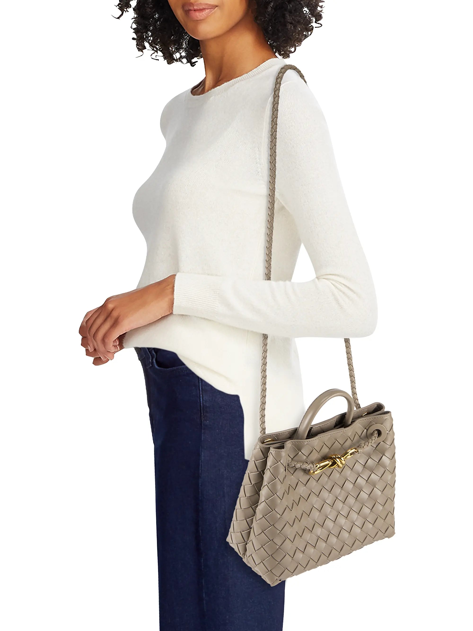 Bottega Veneta Small Andiamo Intrecciato Leather Top-Handle Bag