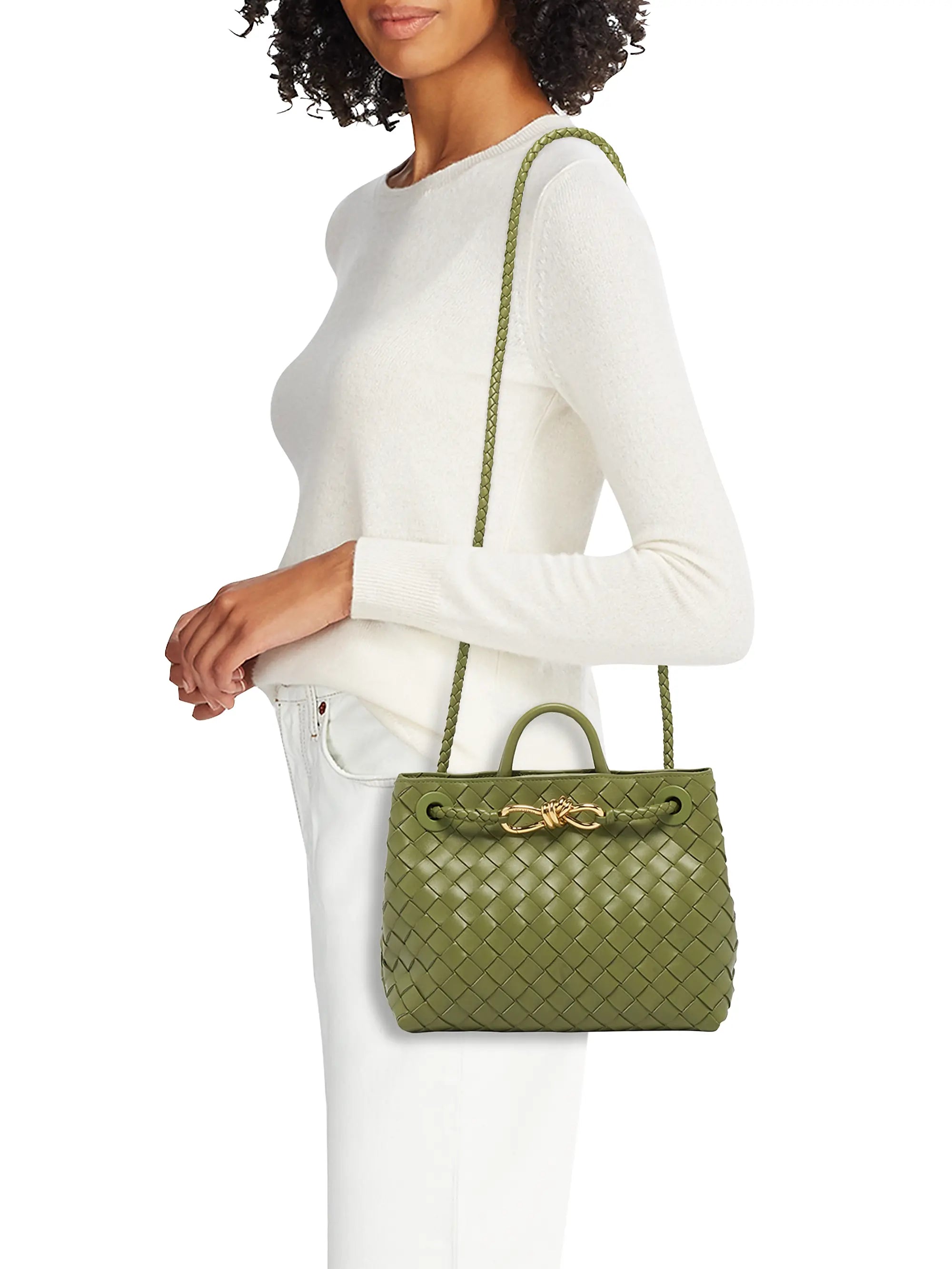 Bottega Veneta Small Andiamo Intrecciato Leather Top-Handle Bag