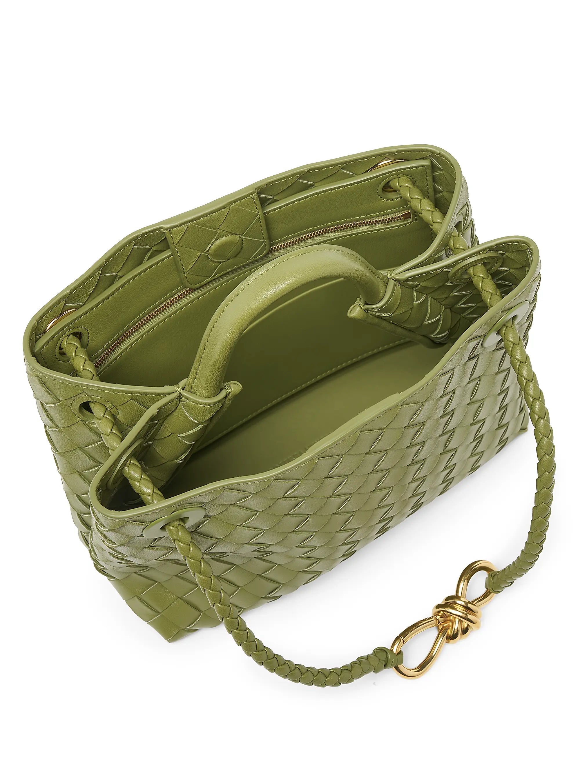 Bottega Veneta Small Andiamo Intrecciato Leather Top-Handle Bag