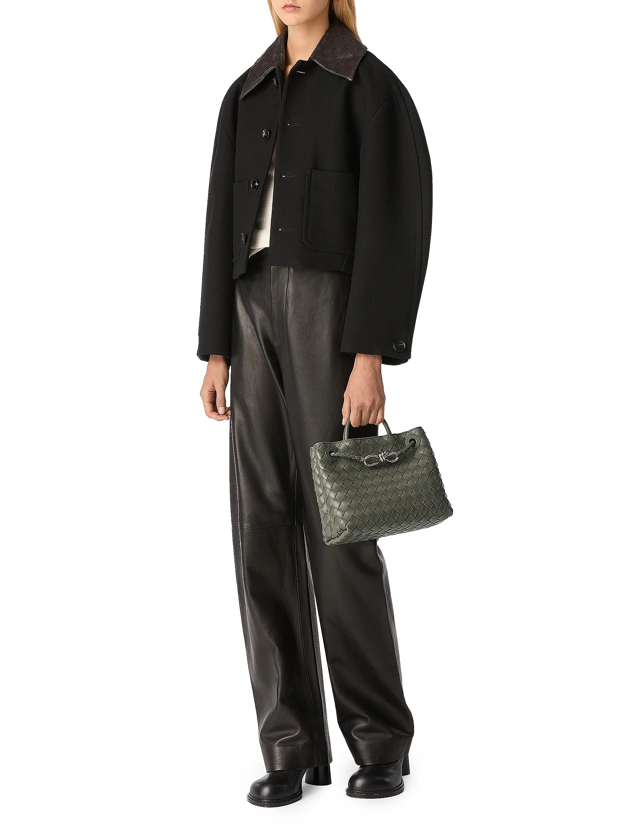 Bottega Veneta Small Andiamo Intrecciato Leather Top-Handle Bag