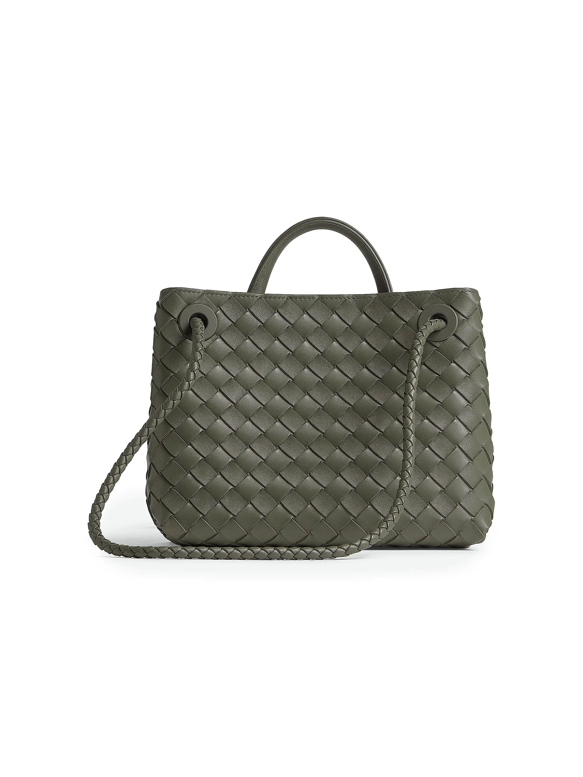 Bottega Veneta Small Andiamo Intrecciato Leather Top-Handle Bag