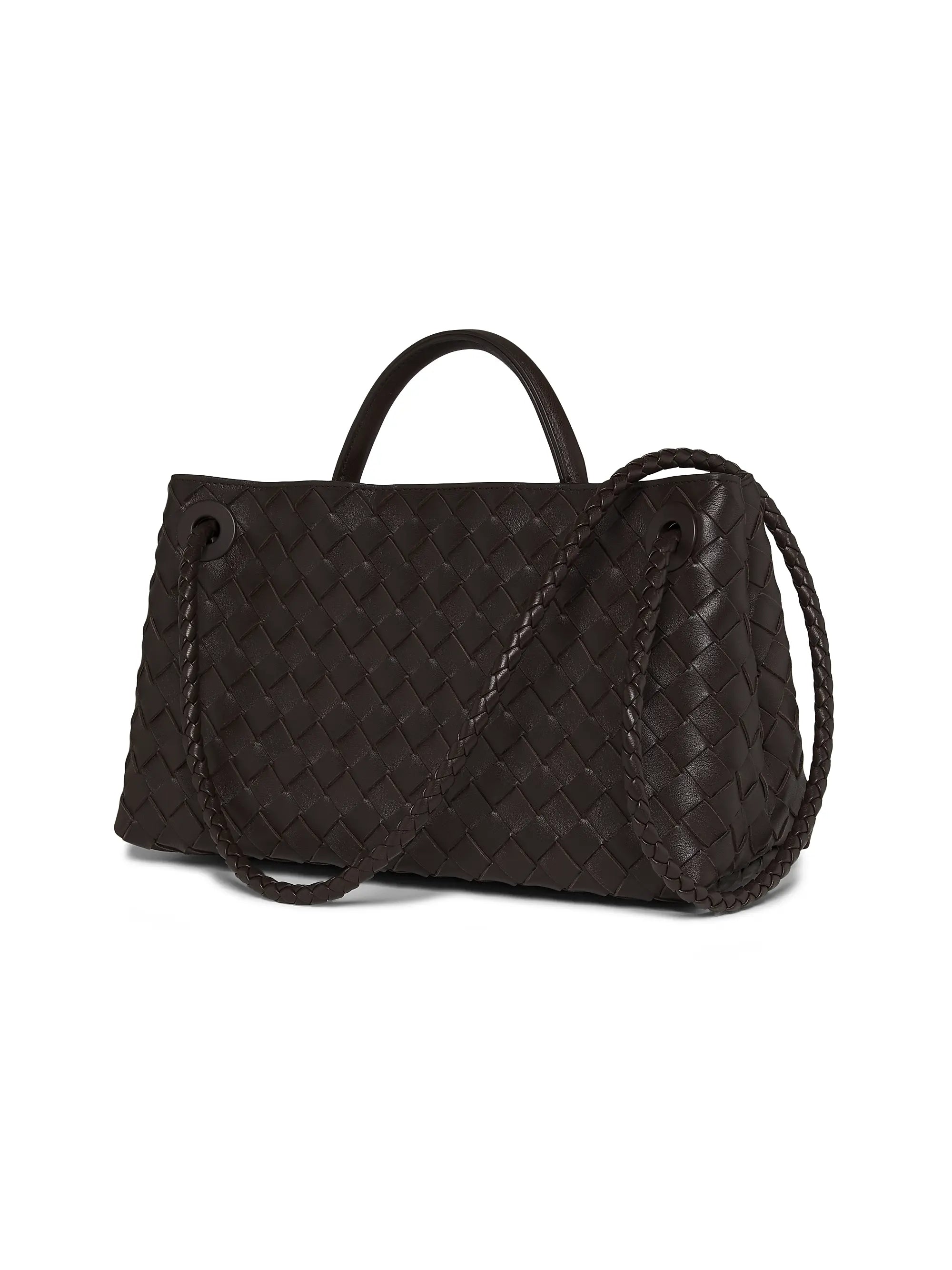 Bottega Veneta Small East-West Andiamo Intrecciato Leather Top-Handle Bag