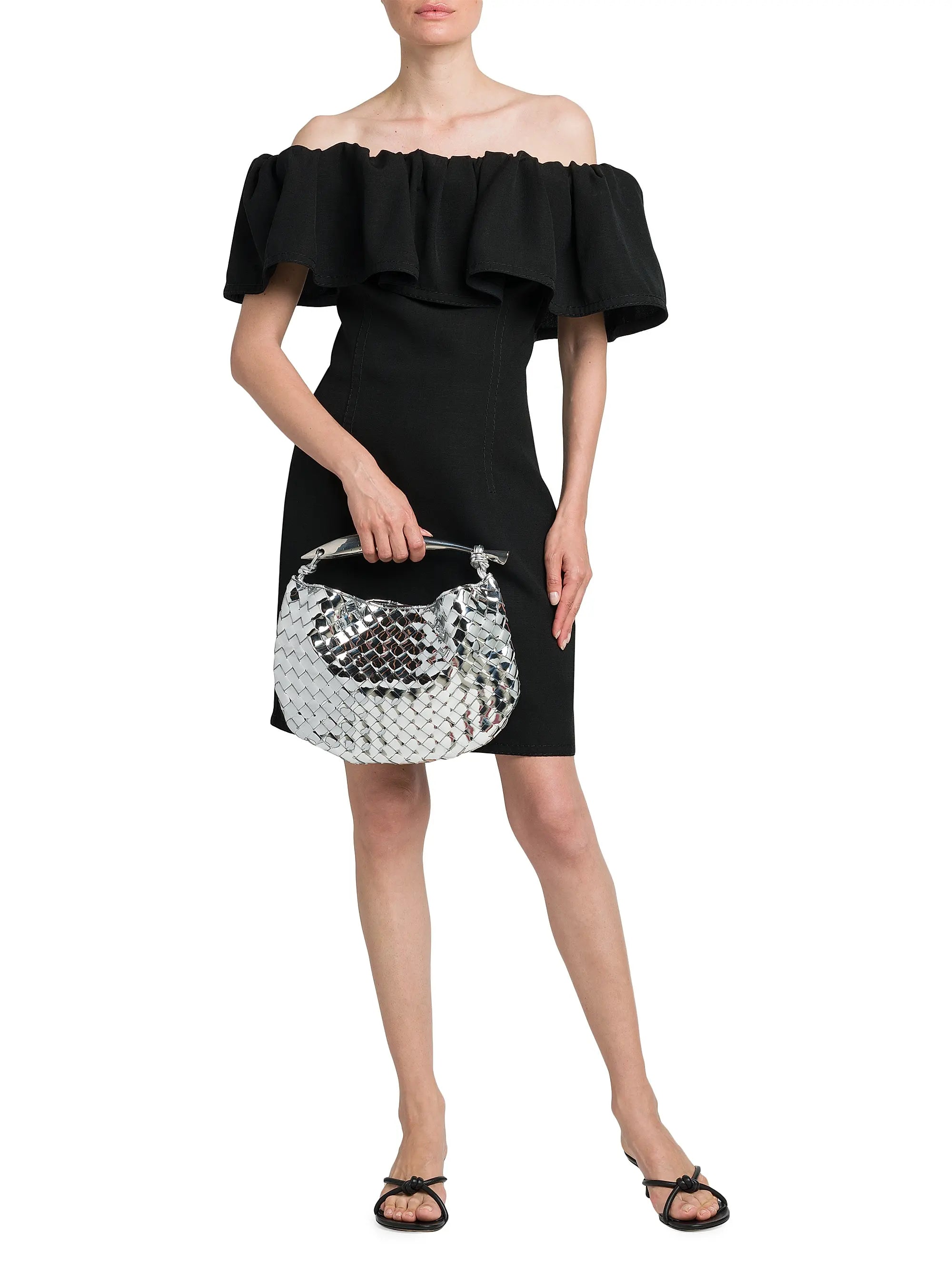 Bottega Veneta Sardine Intrecciato Metallic Leather Top-Handle Bag