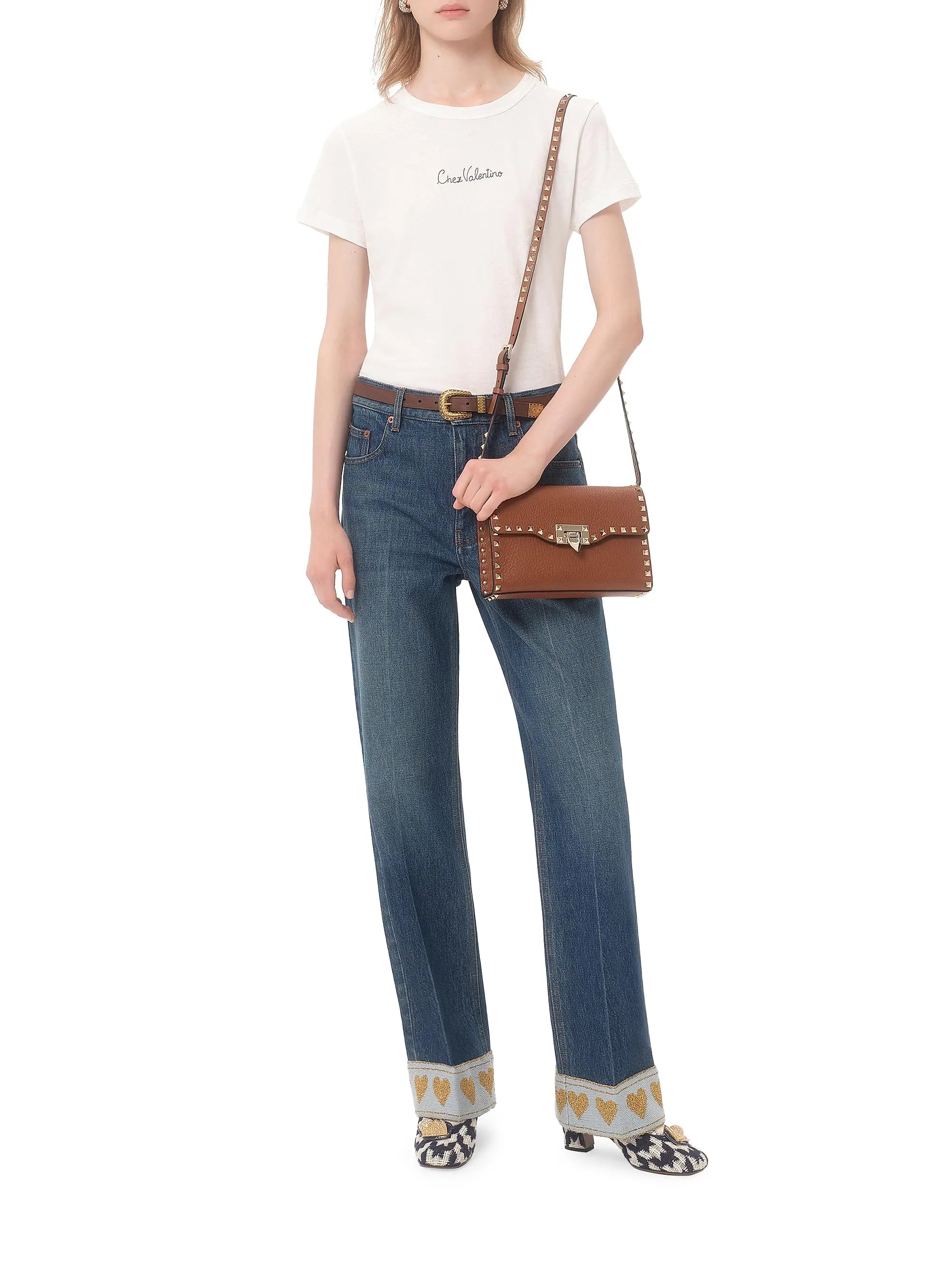 Valentino Garavani Small Rockstud Grainy Calfskin Crossbody Bag