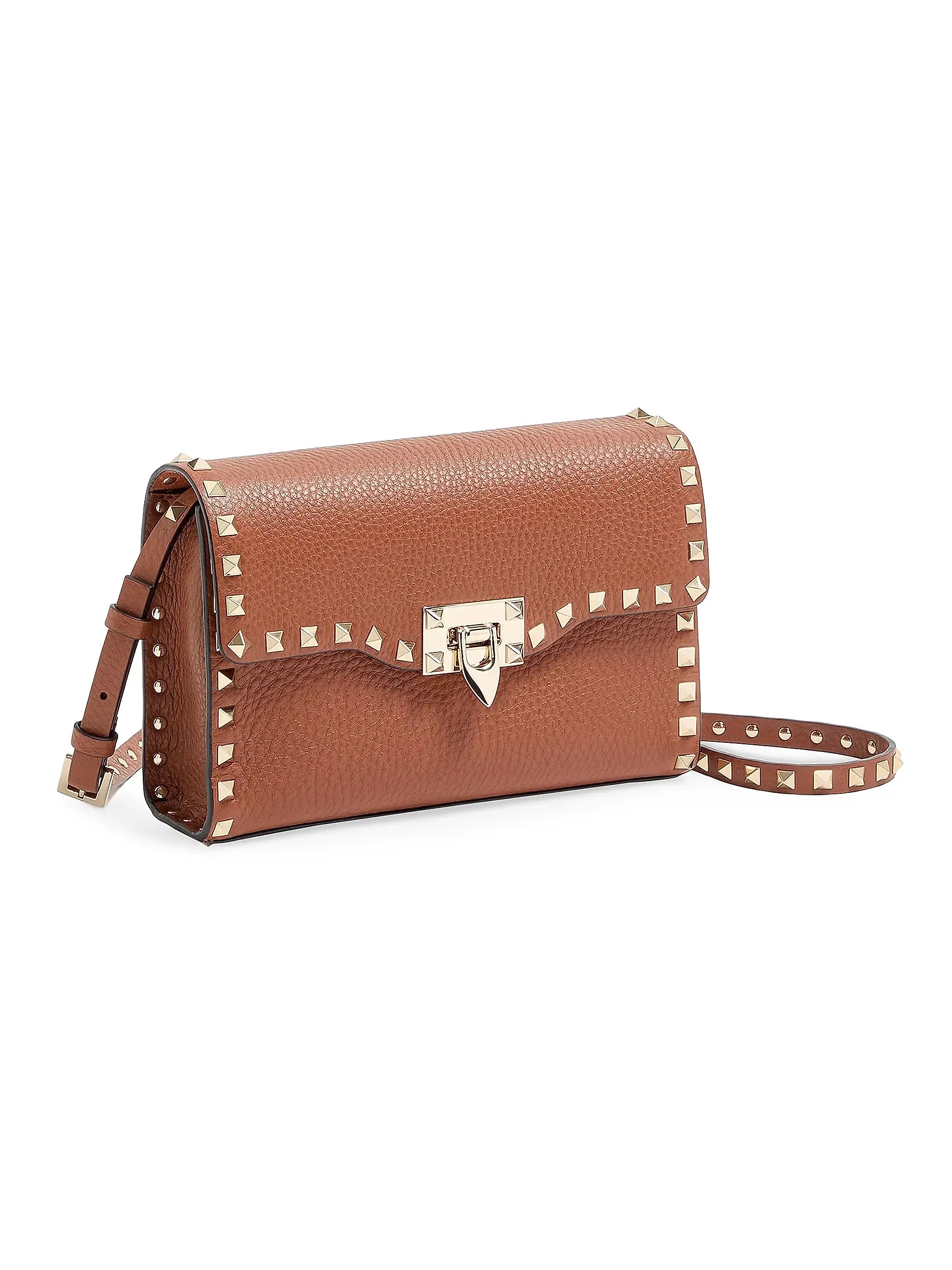 Valentino Garavani Small Rockstud Grainy Calfskin Crossbody Bag