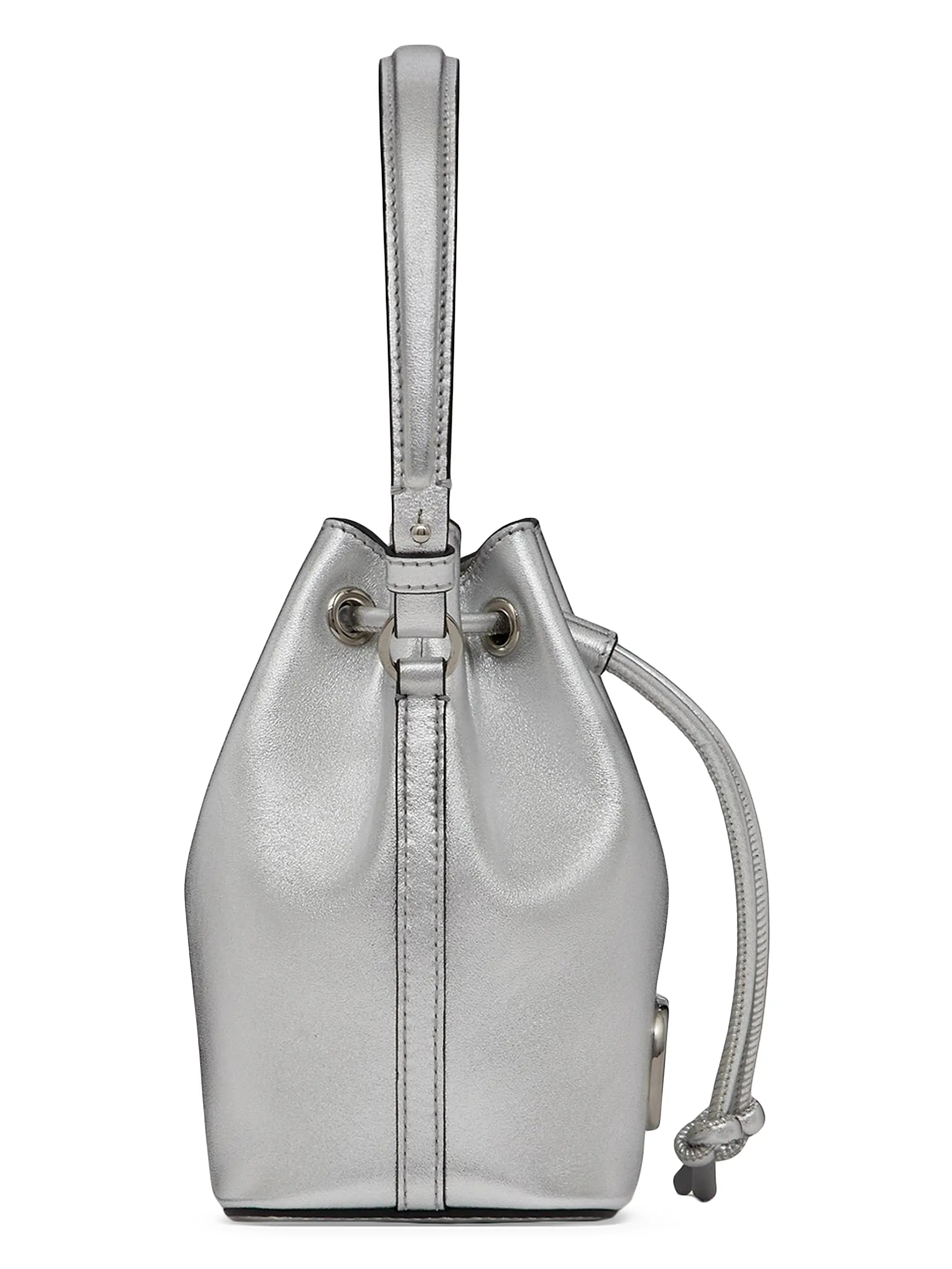 Valentino Garavani Mini Vlogo Signature Bucket Bag In Metallic Nappa Leather