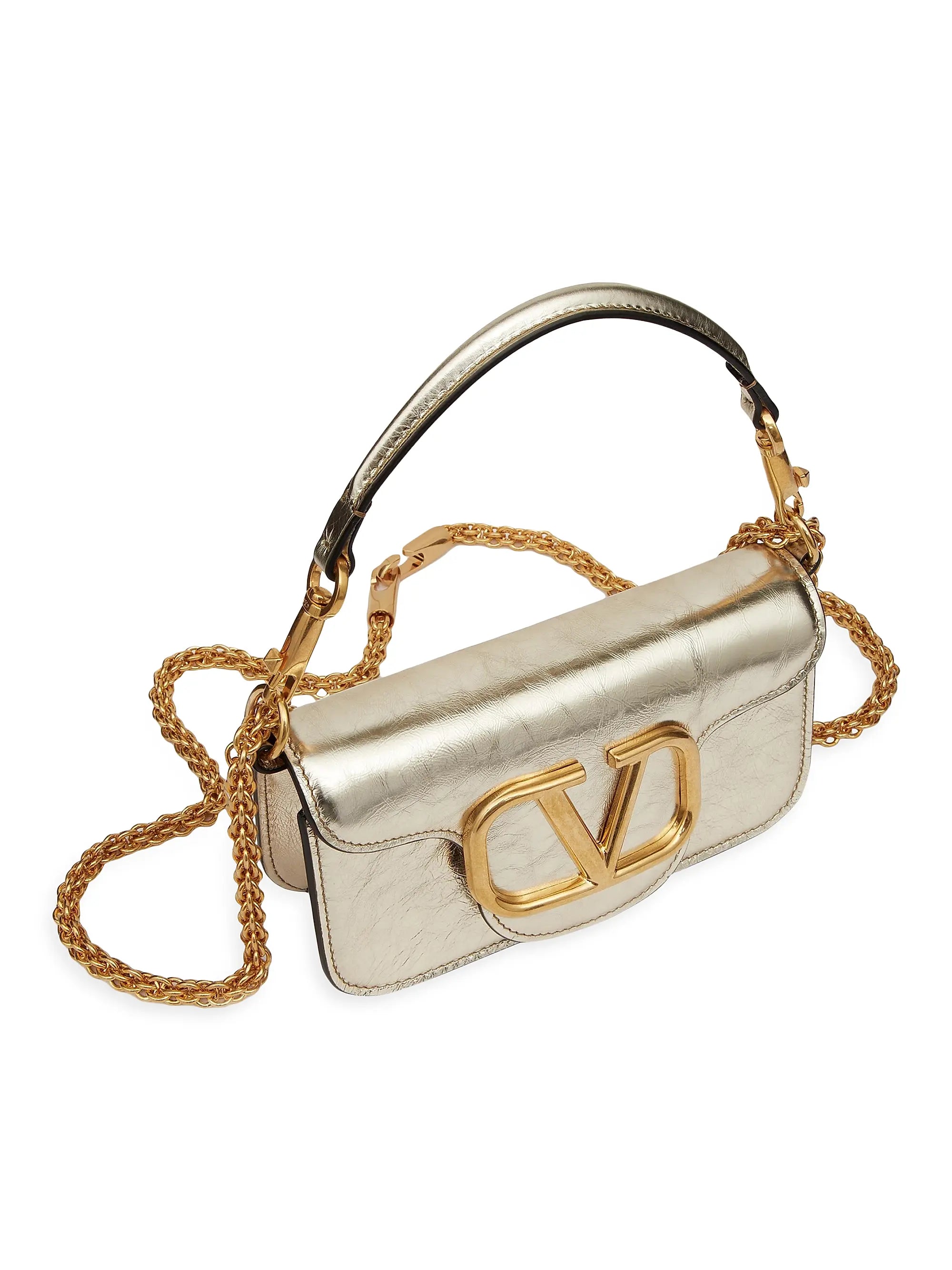 Valentino Garavani Small Locò Metallic Calfskin Bag