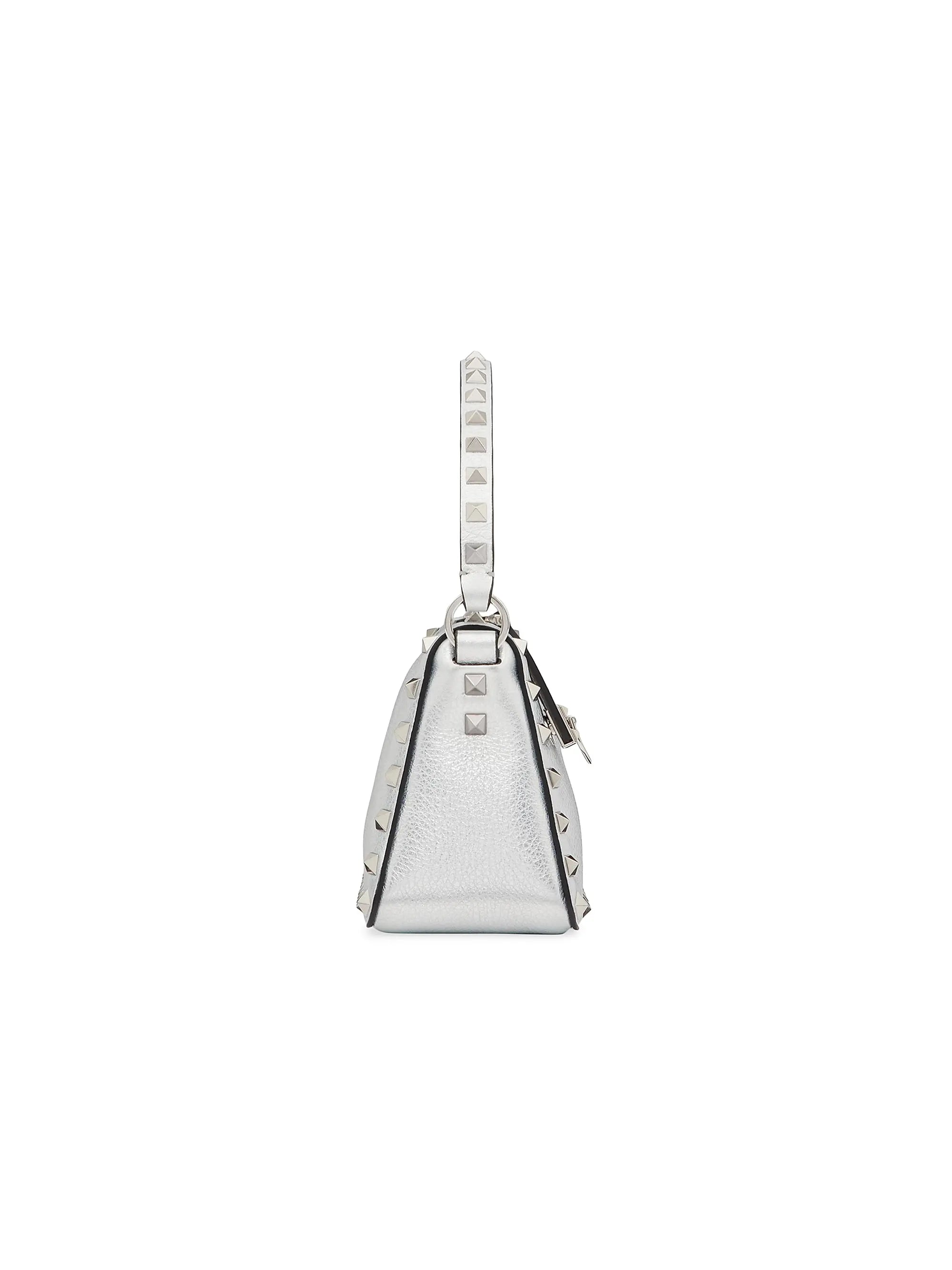 Valentino Garavani Small Rockstud Grainy Metallic Calfskin Crossbody Bag