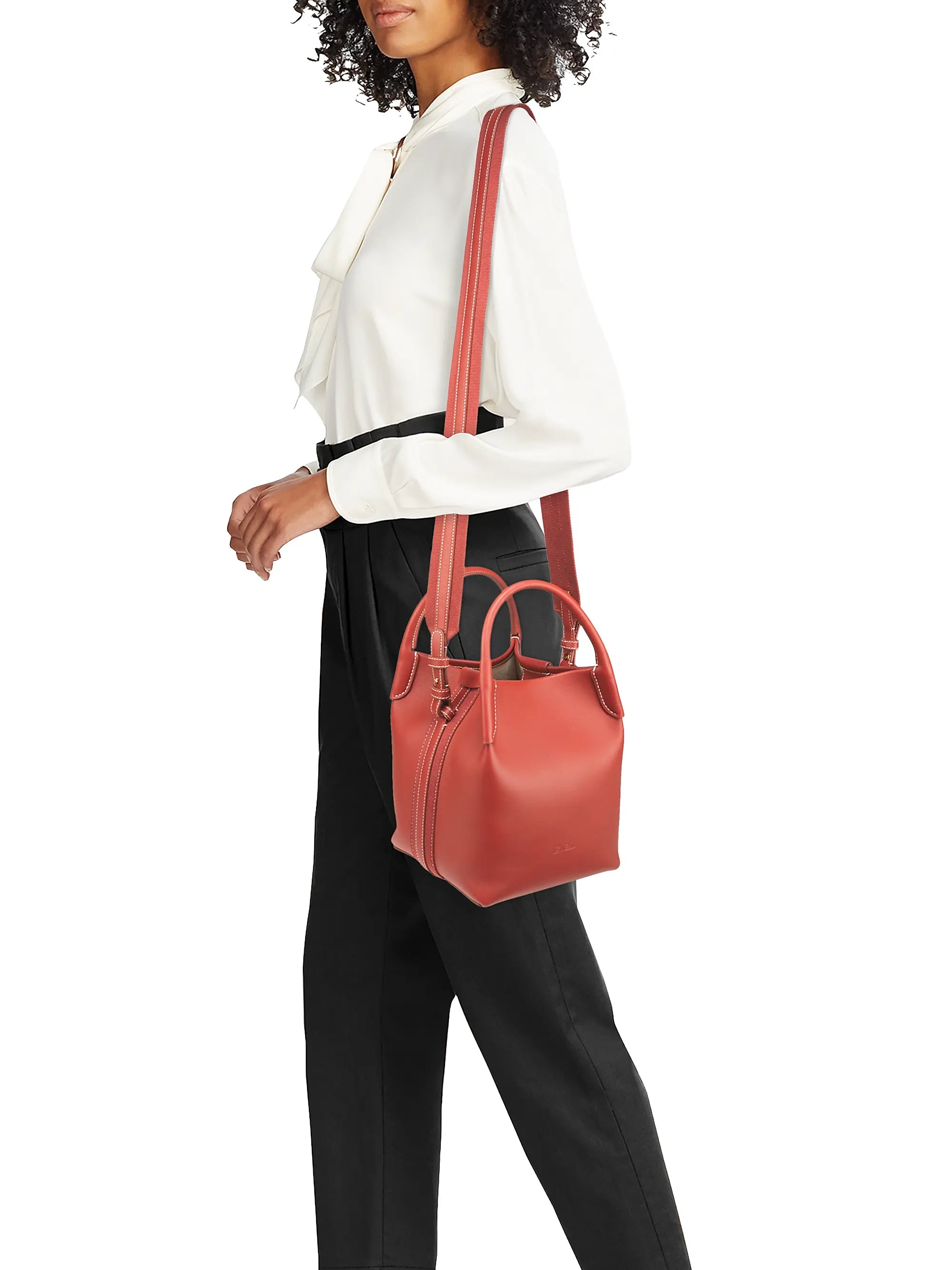 Loro Piana Small Bale Rounded Leather Top Handle Bag