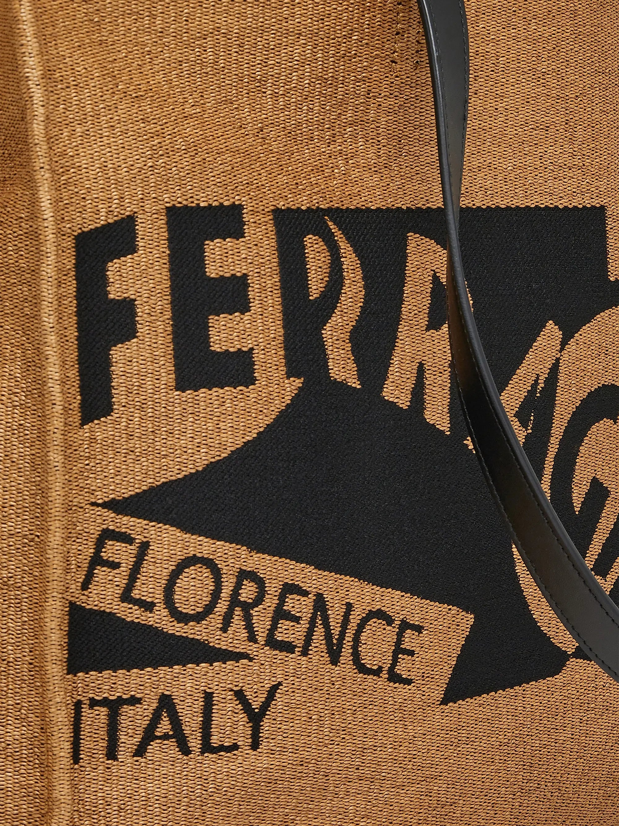 FERRAGAMO Large F. Signature Raffia & Leather Tote Bag