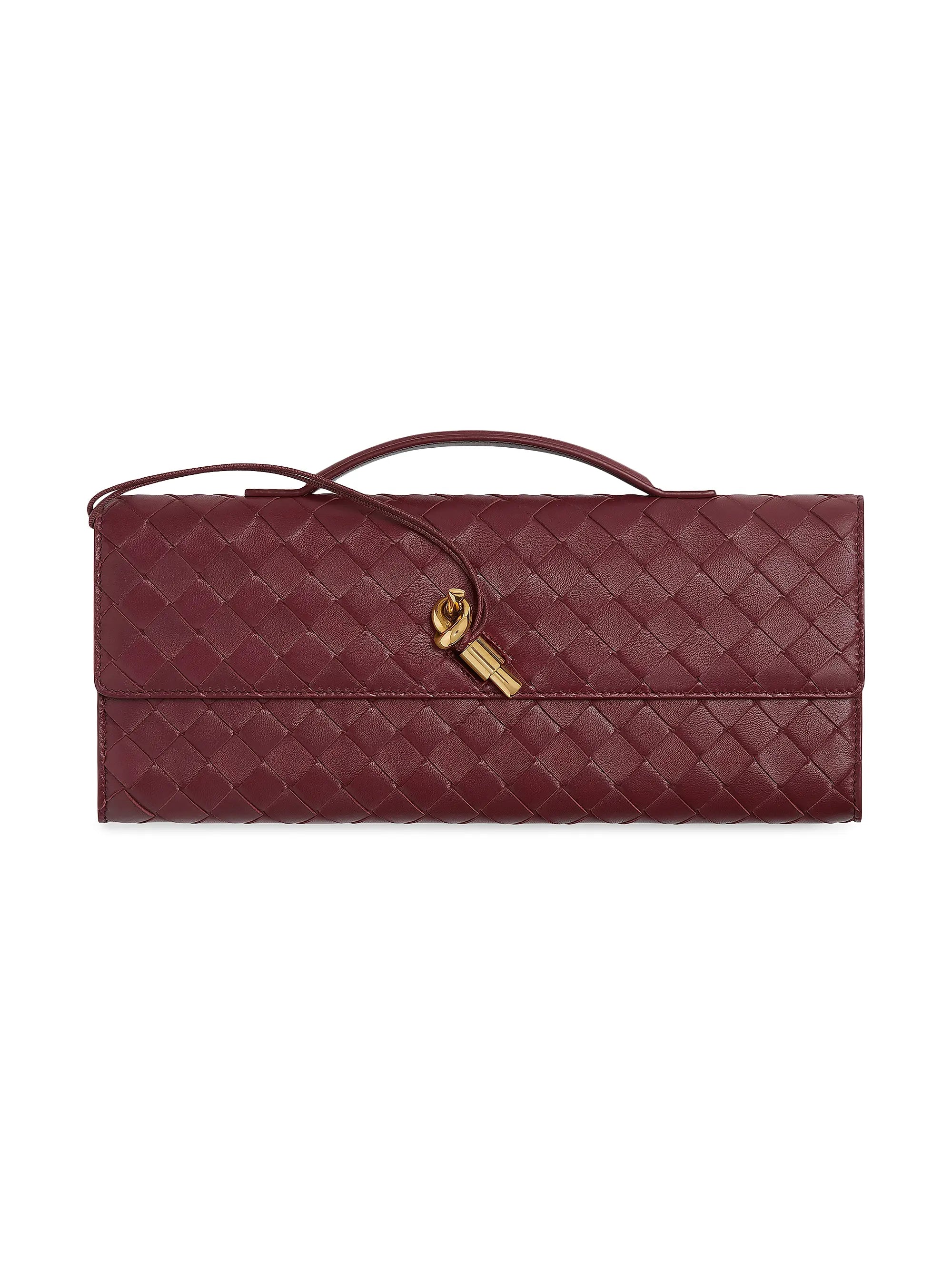 Bottega Veneta Andiamo Intrecciato Leather Top-Handle Clutch