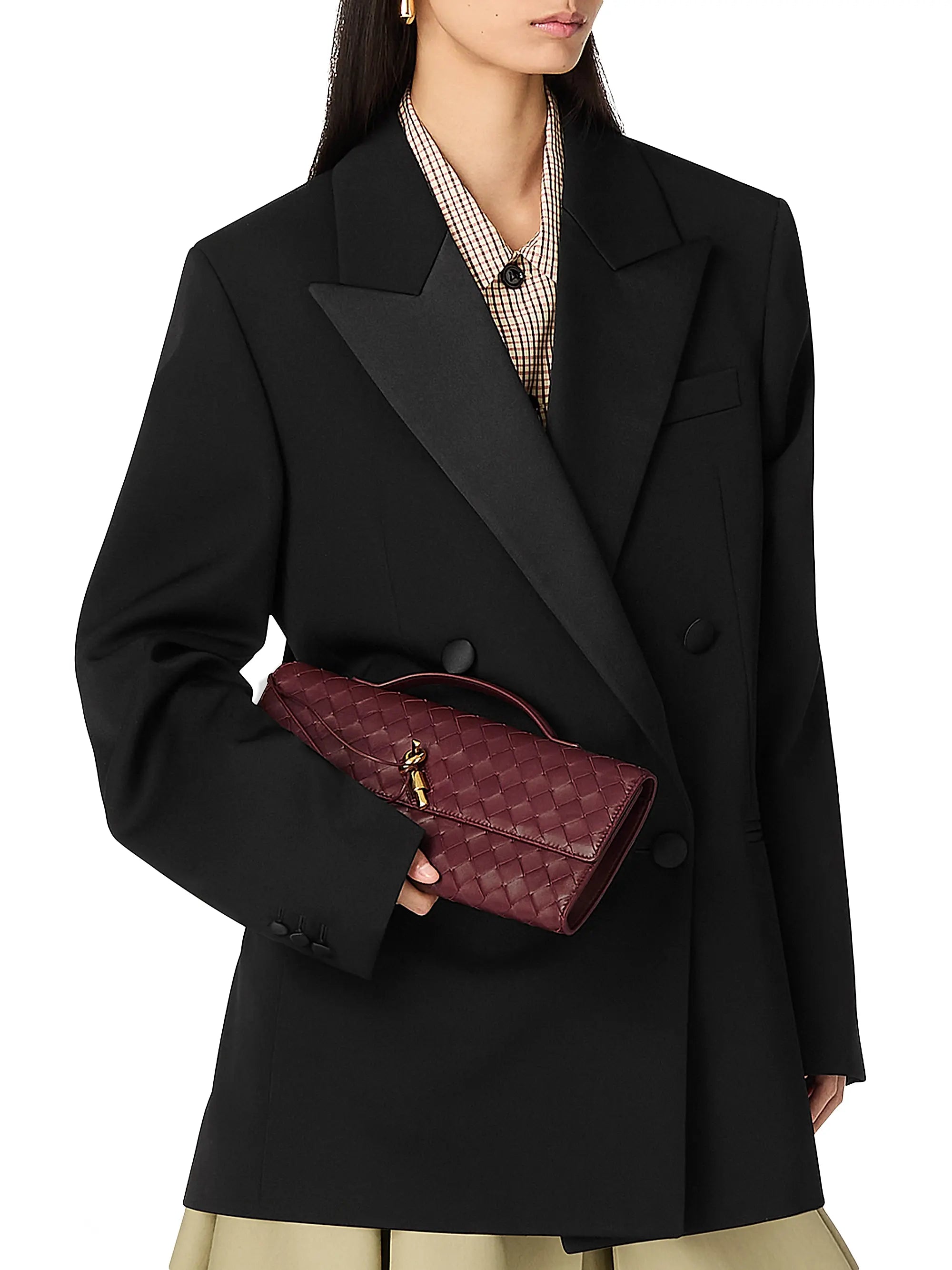Bottega Veneta Andiamo Intrecciato Leather Top-Handle Clutch