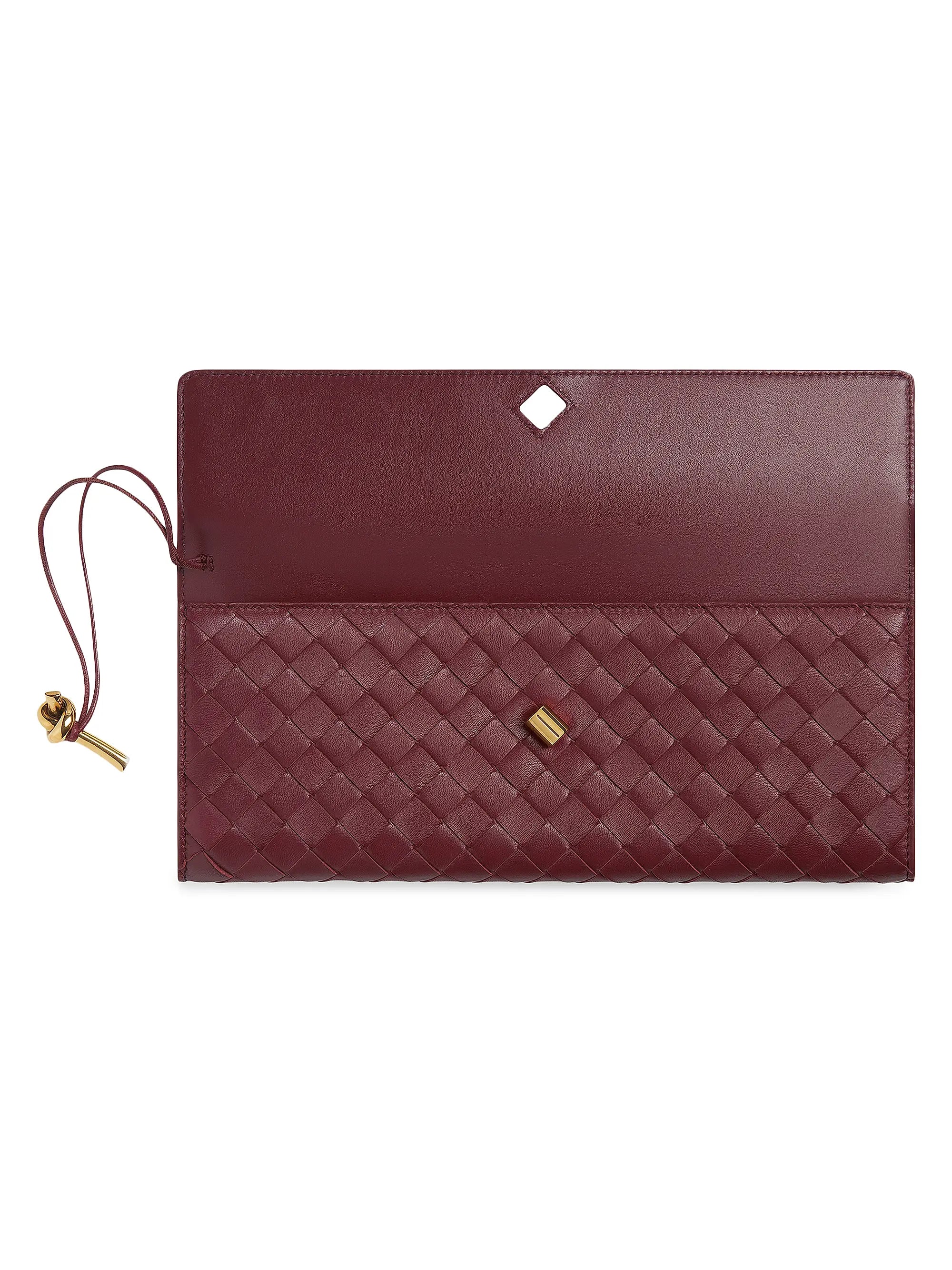 Bottega Veneta Andiamo Intrecciato Leather Top-Handle Clutch