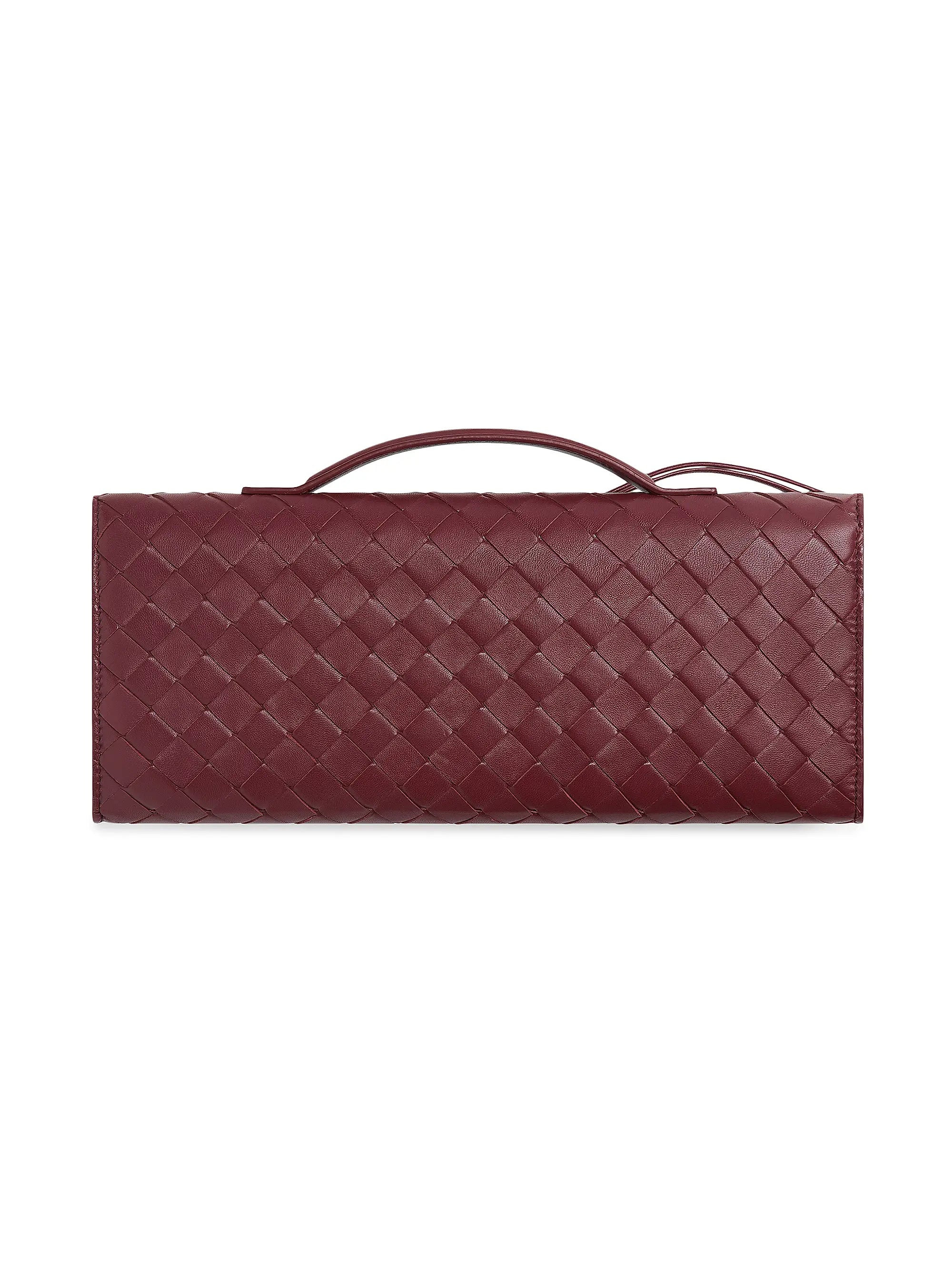 Bottega Veneta Andiamo Intrecciato Leather Top-Handle Clutch