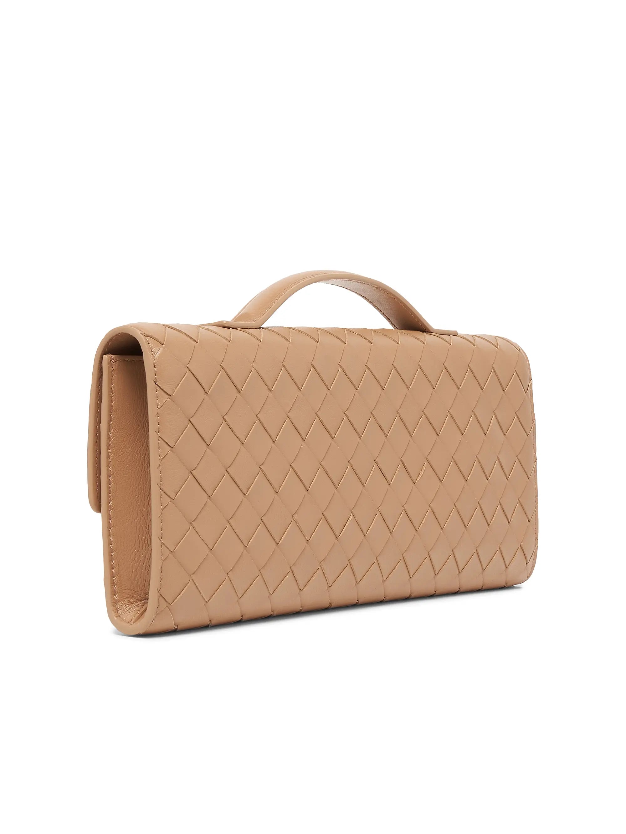 Bottega Veneta Andiamo Intrecciato Leather Top-Handle Clutch