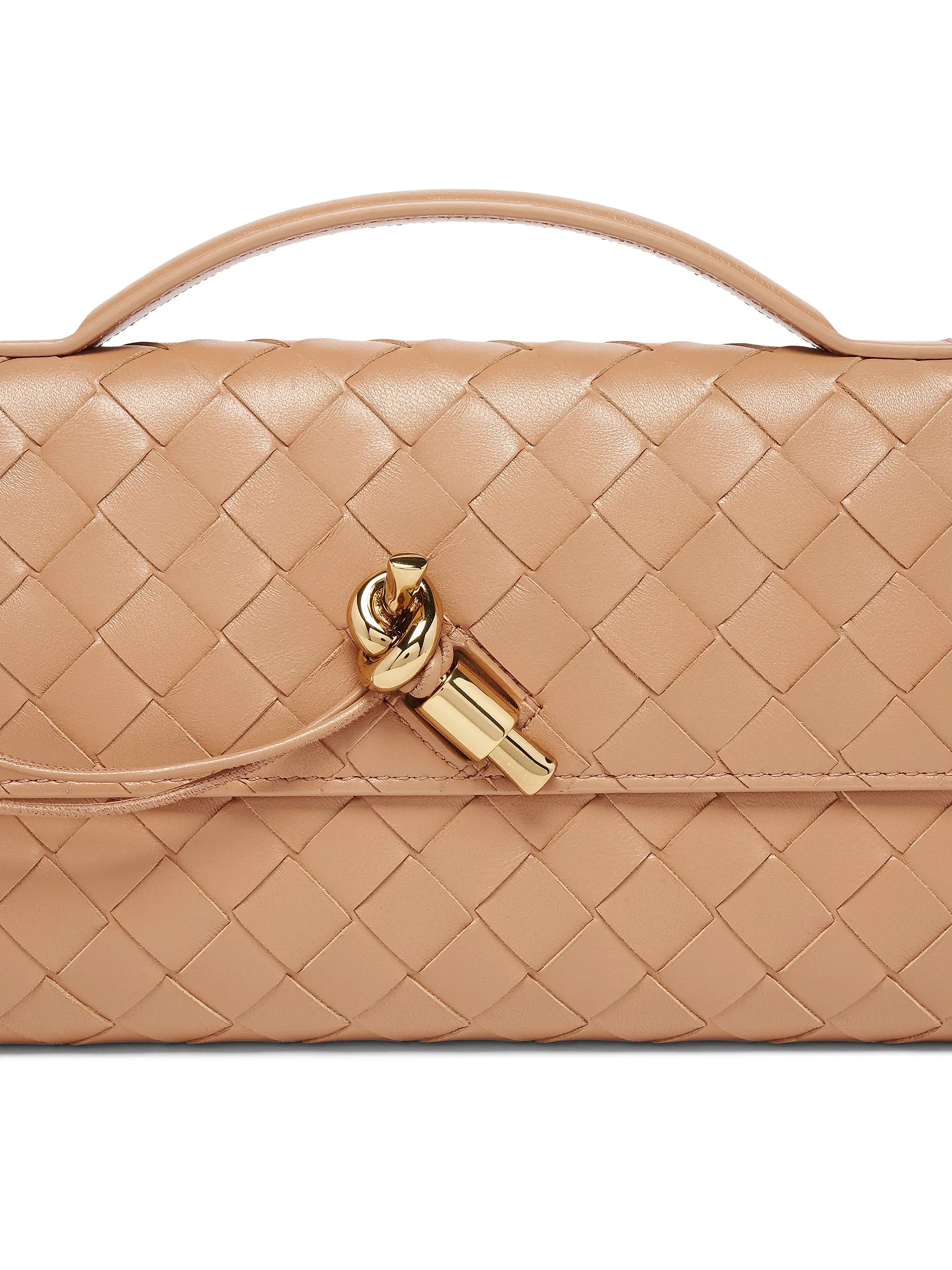 Bottega Veneta Andiamo Intrecciato Leather Top-Handle Clutch