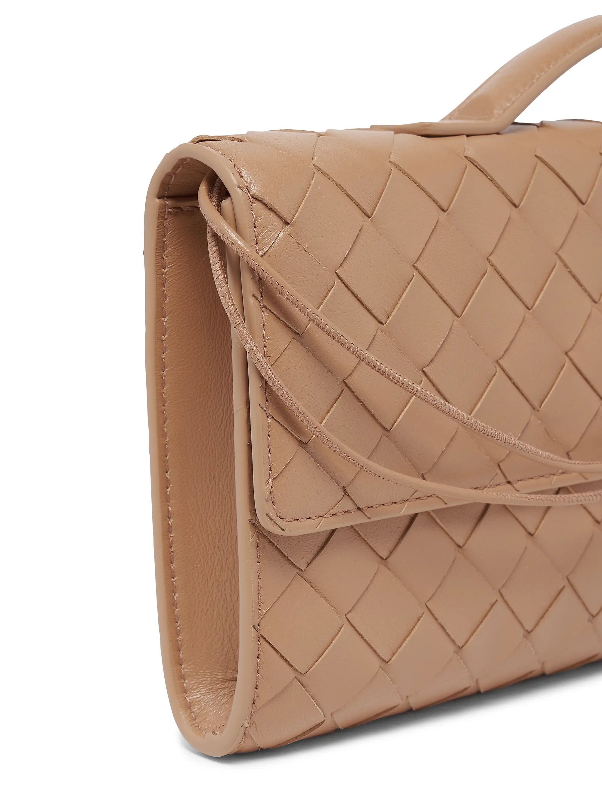Bottega Veneta Andiamo Intrecciato Leather Top-Handle Clutch
