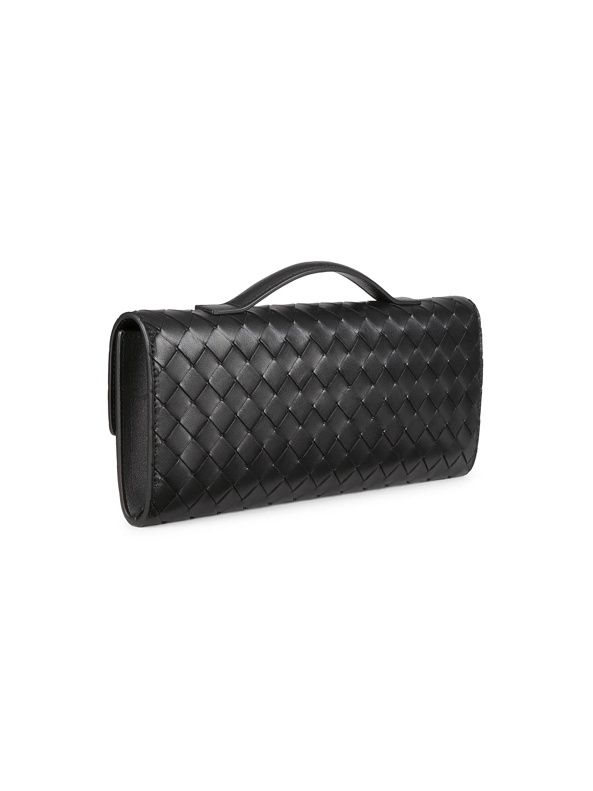 Bottega Veneta Andiamo Intrecciato Leather Top-Handle Clutch