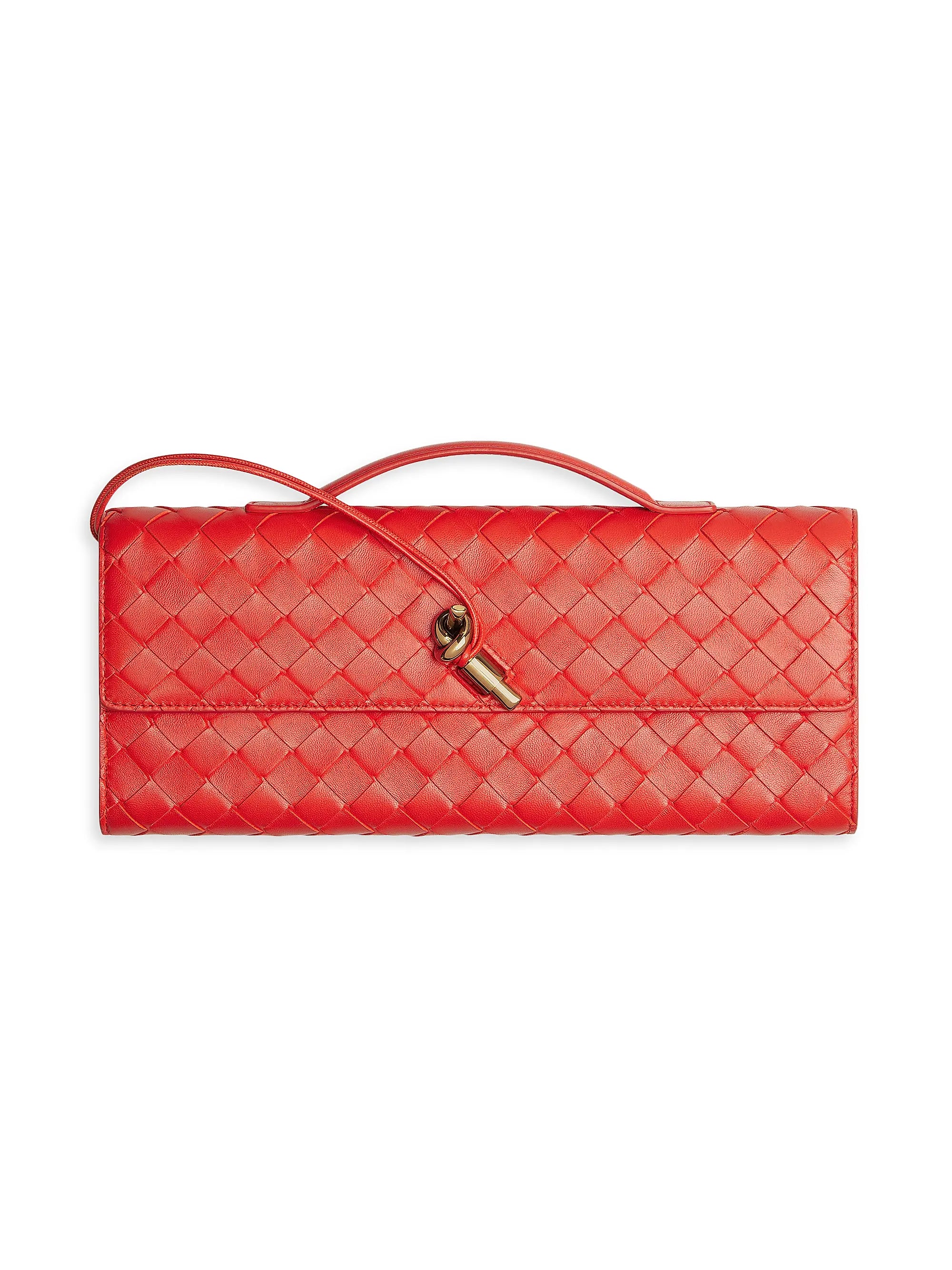 Bottega Veneta Andiamo Intrecciato Leather Top-Handle Clutch