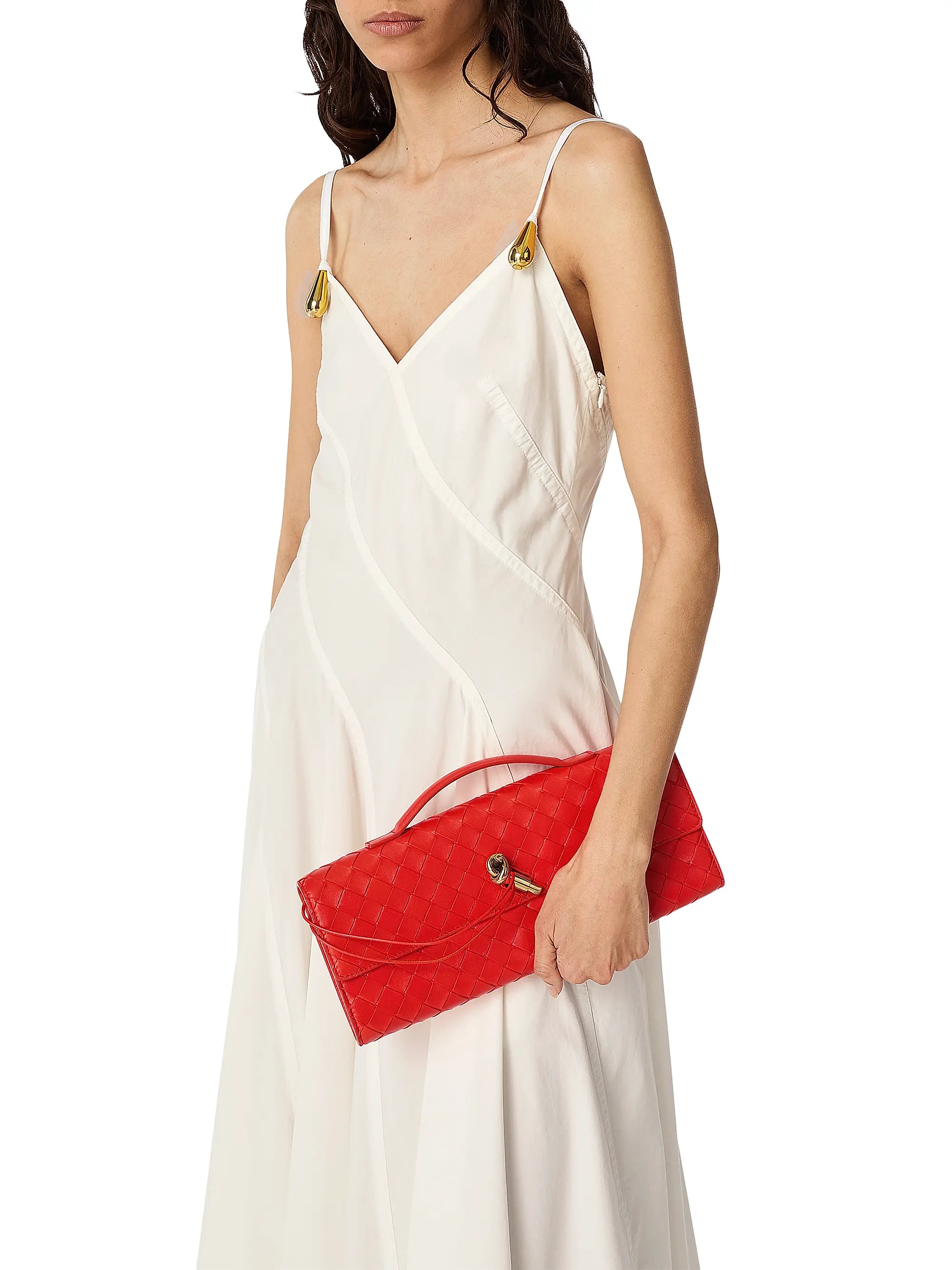 Bottega Veneta Andiamo Intrecciato Leather Top-Handle Clutch