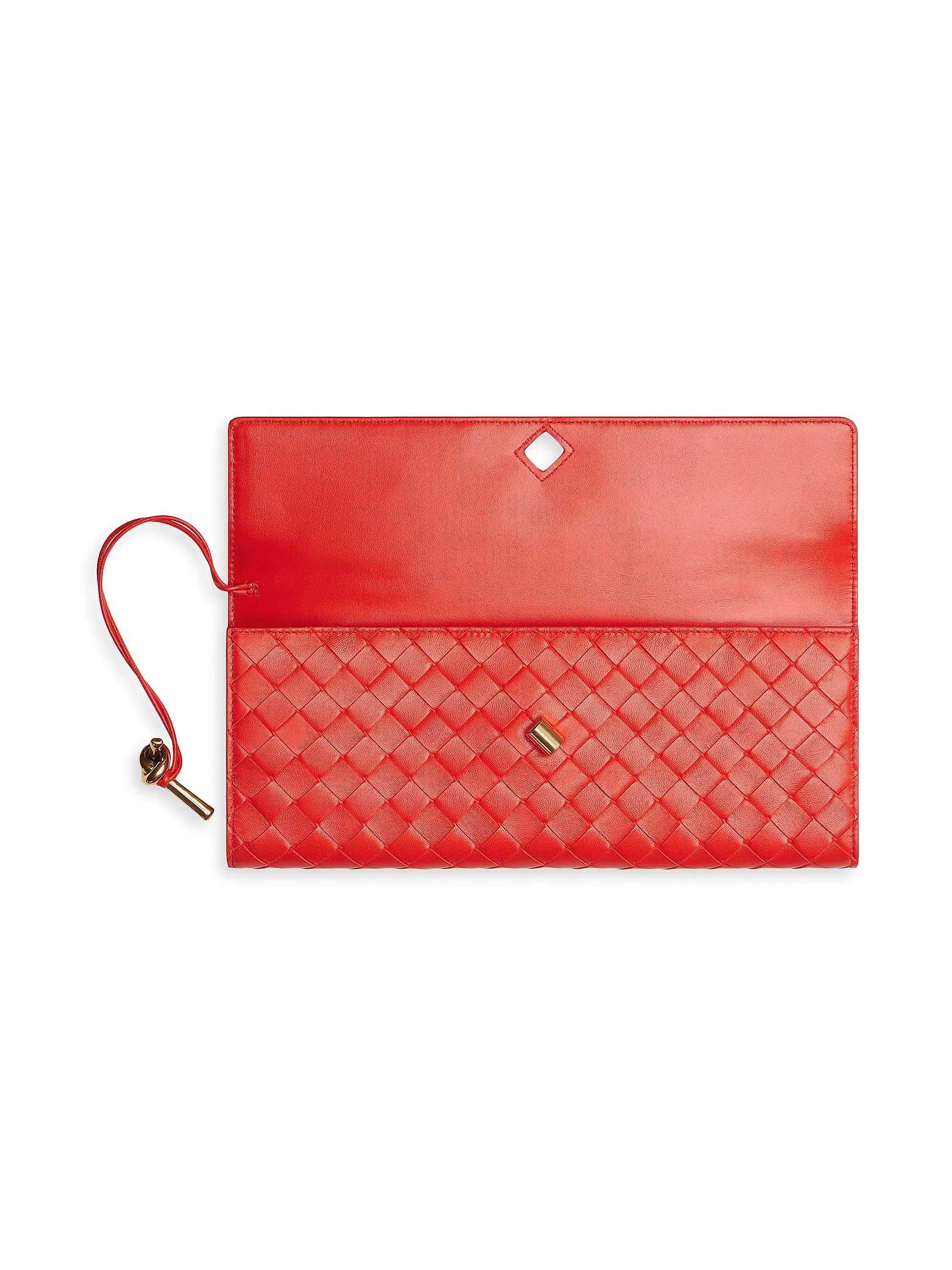 Bottega Veneta Andiamo Intrecciato Leather Top-Handle Clutch