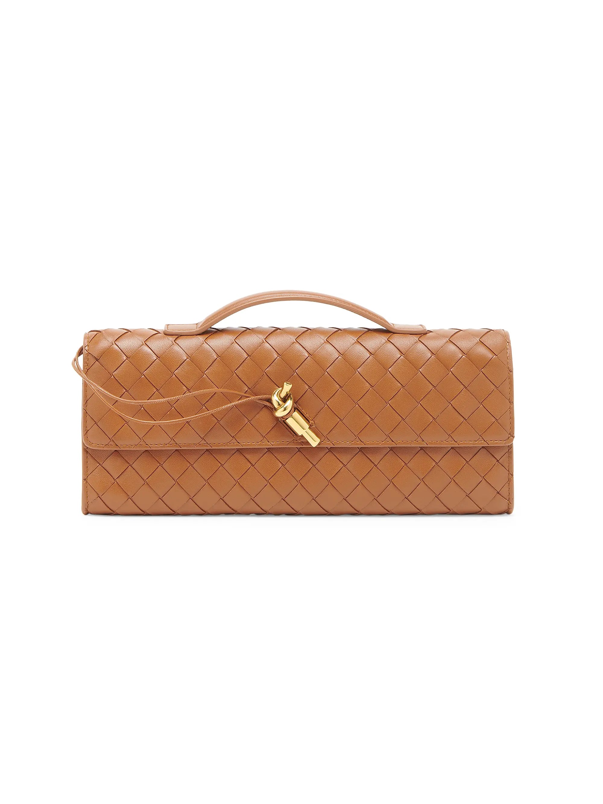 Bottega Veneta Andiamo Intrecciato Leather Top-Handle Clutch