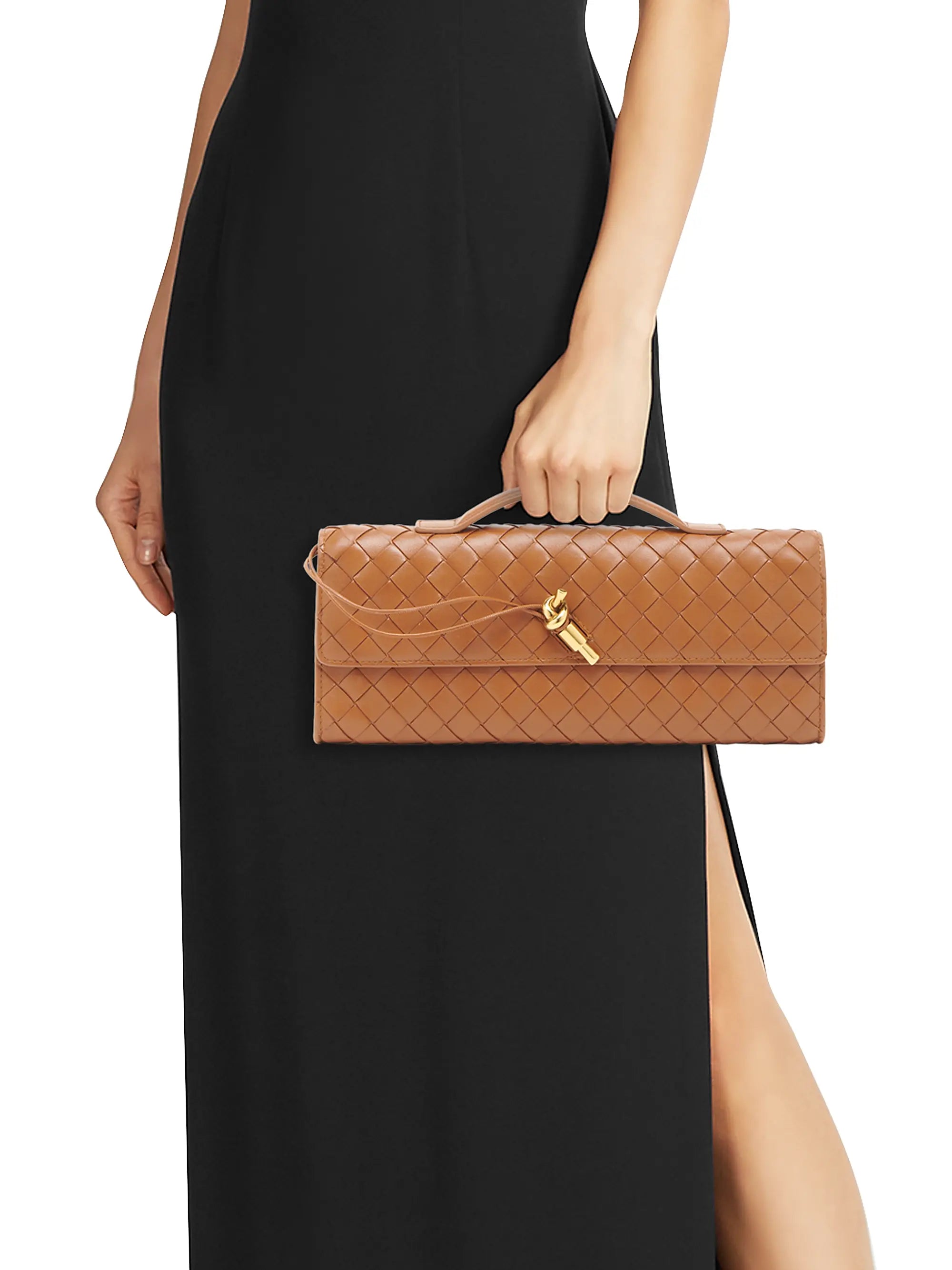 Bottega Veneta Andiamo Intrecciato Leather Top-Handle Clutch