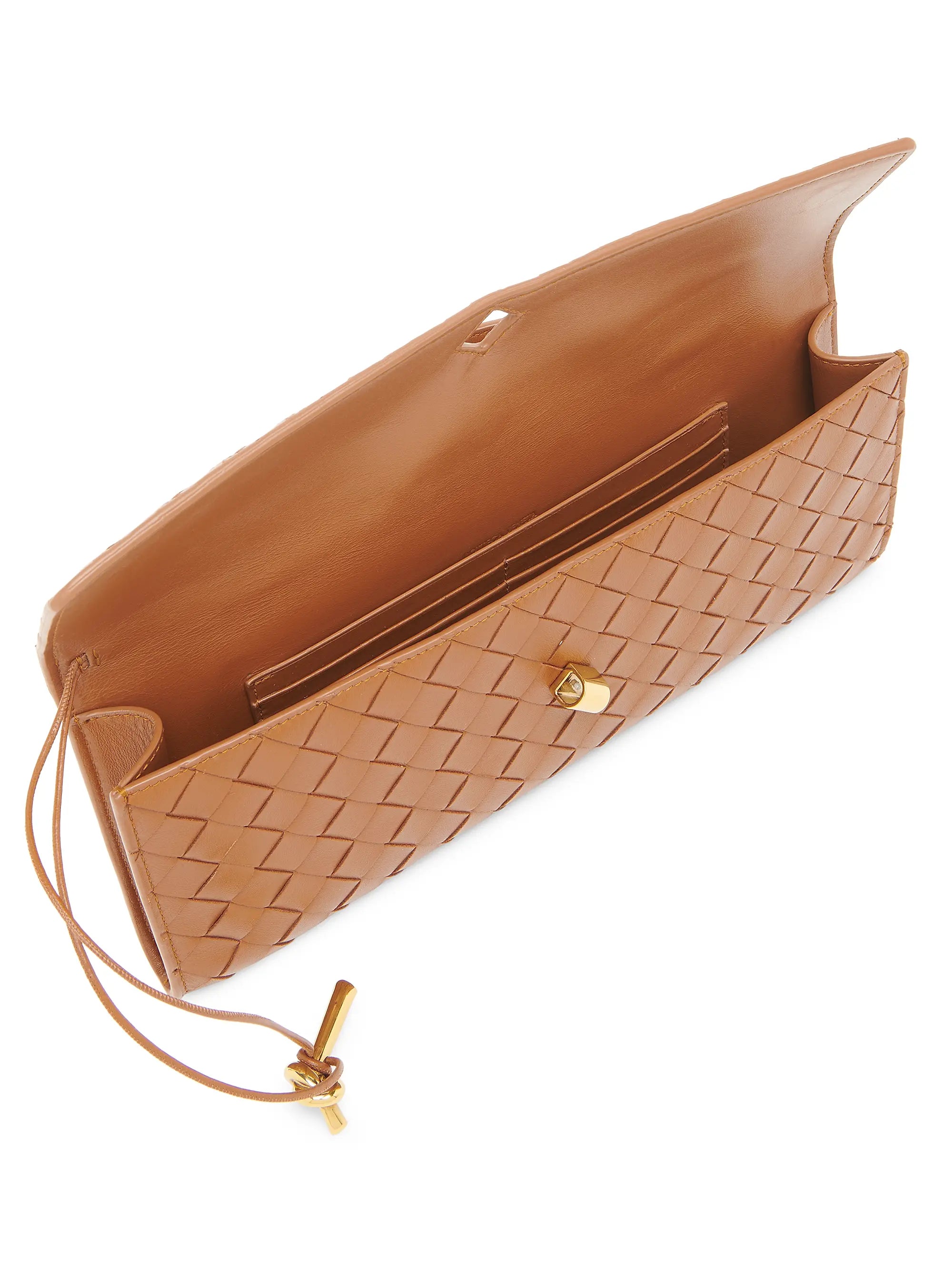 Bottega Veneta Andiamo Intrecciato Leather Top-Handle Clutch