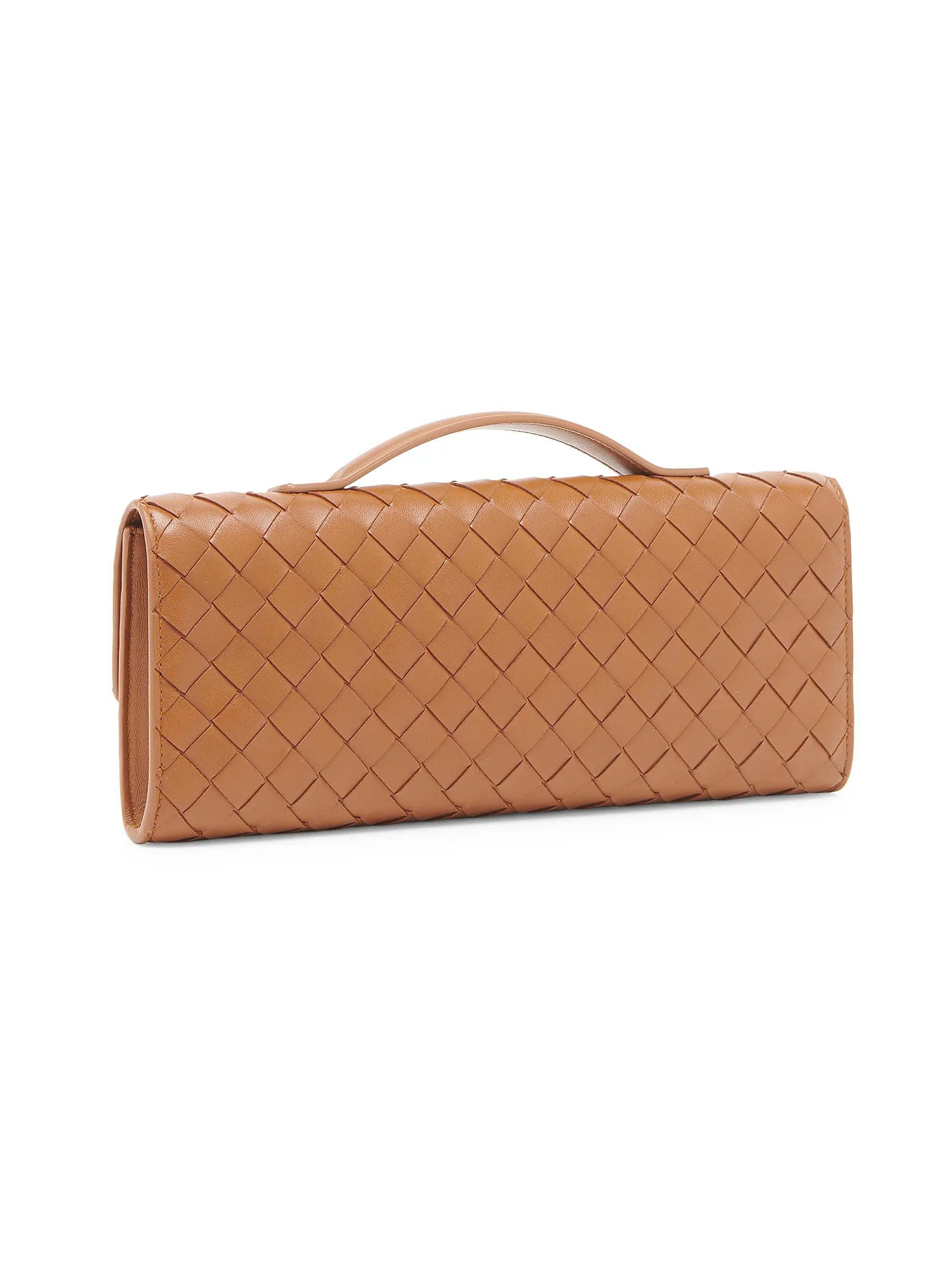 Bottega Veneta Andiamo Intrecciato Leather Top-Handle Clutch