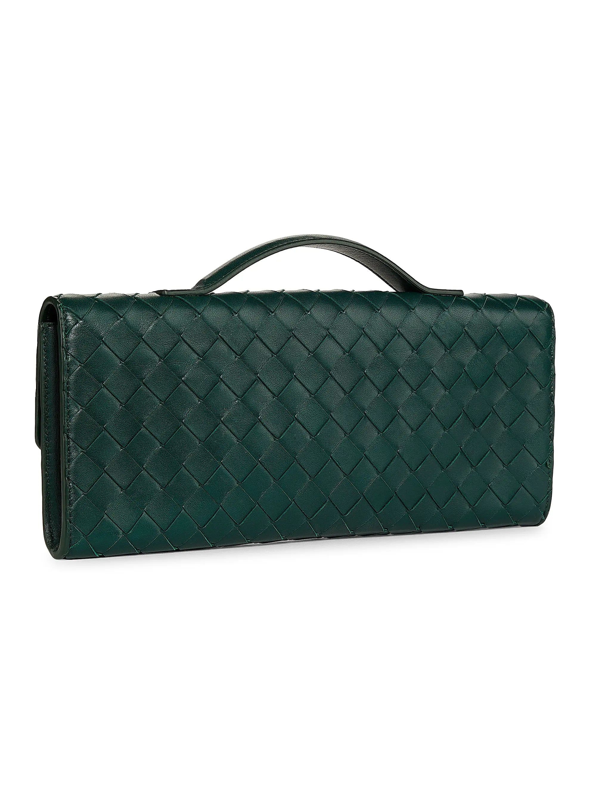 Bottega Veneta Andiamo Intrecciato Leather Top-Handle Clutch