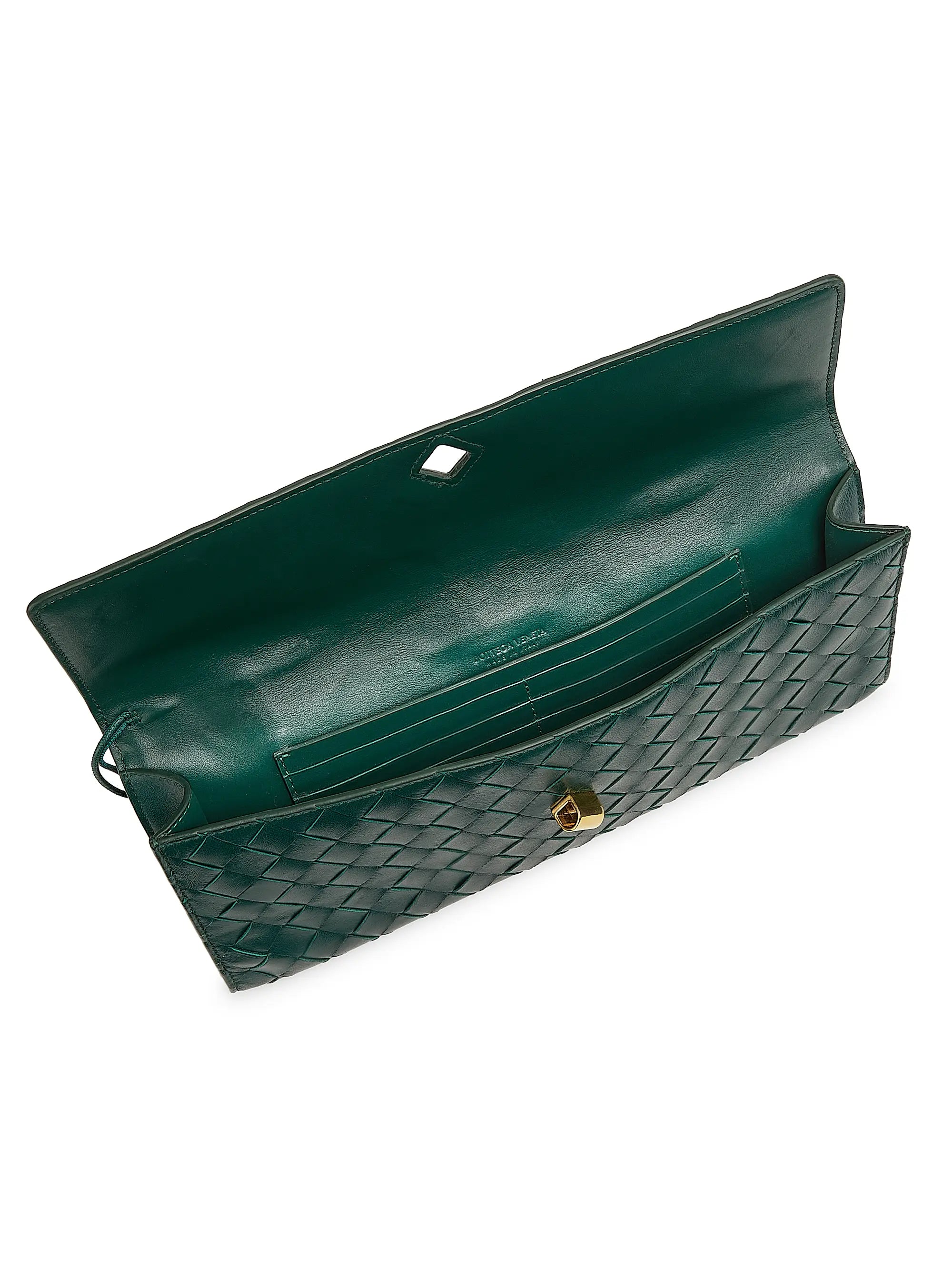 Bottega Veneta Andiamo Intrecciato Leather Top-Handle Clutch