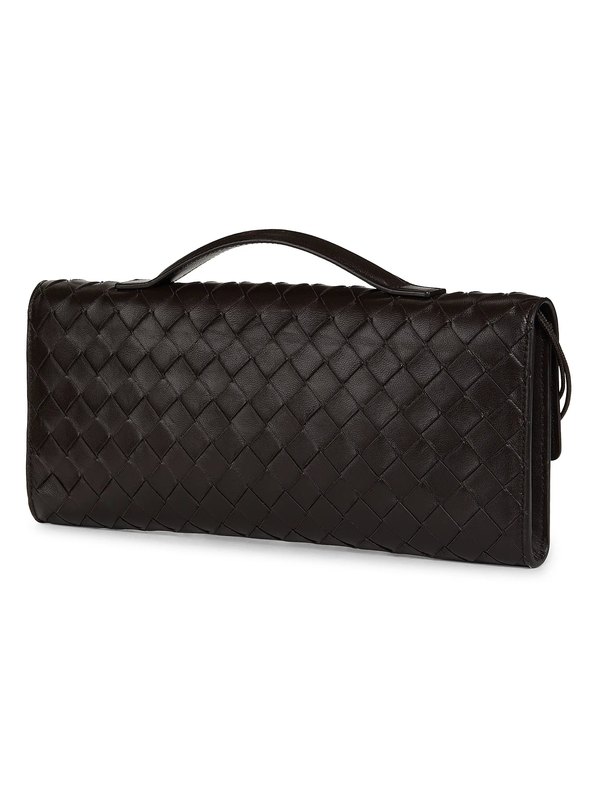Bottega Veneta Andiamo Intrecciato Leather Top-Handle Clutch
