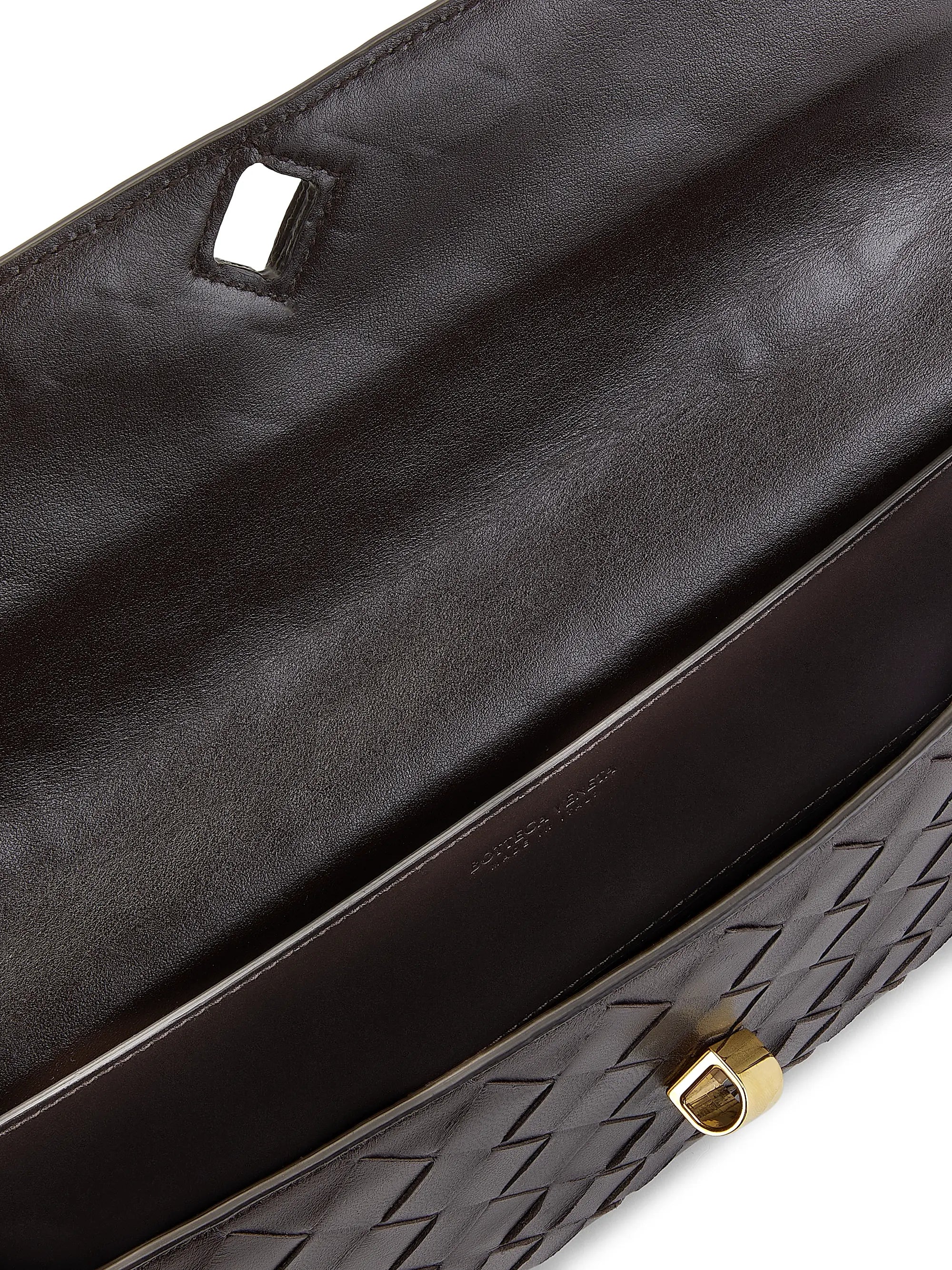 Bottega Veneta Andiamo Intrecciato Leather Top-Handle Clutch
