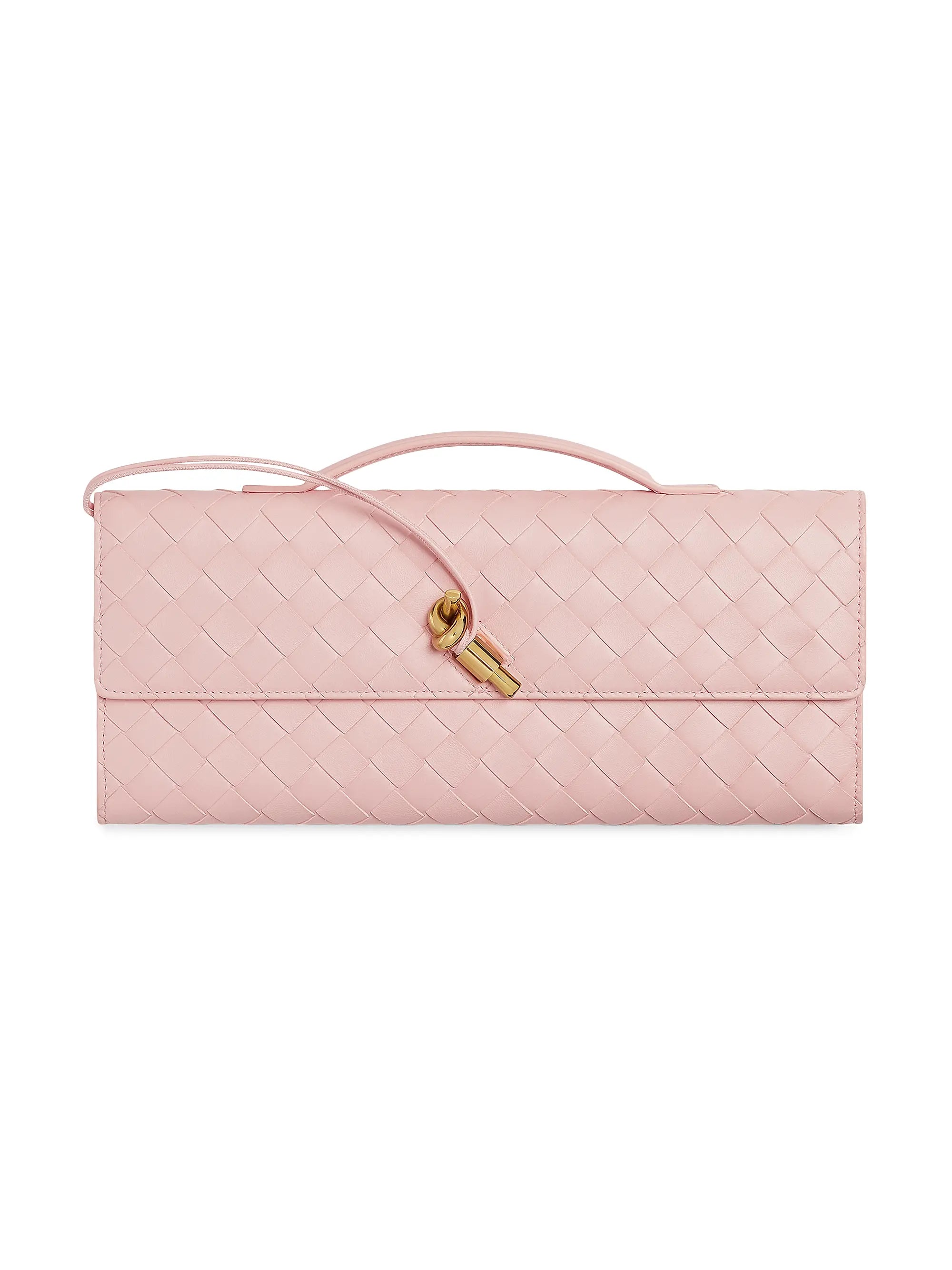 Bottega Veneta Andiamo Intrecciato Leather Top-Handle Clutch