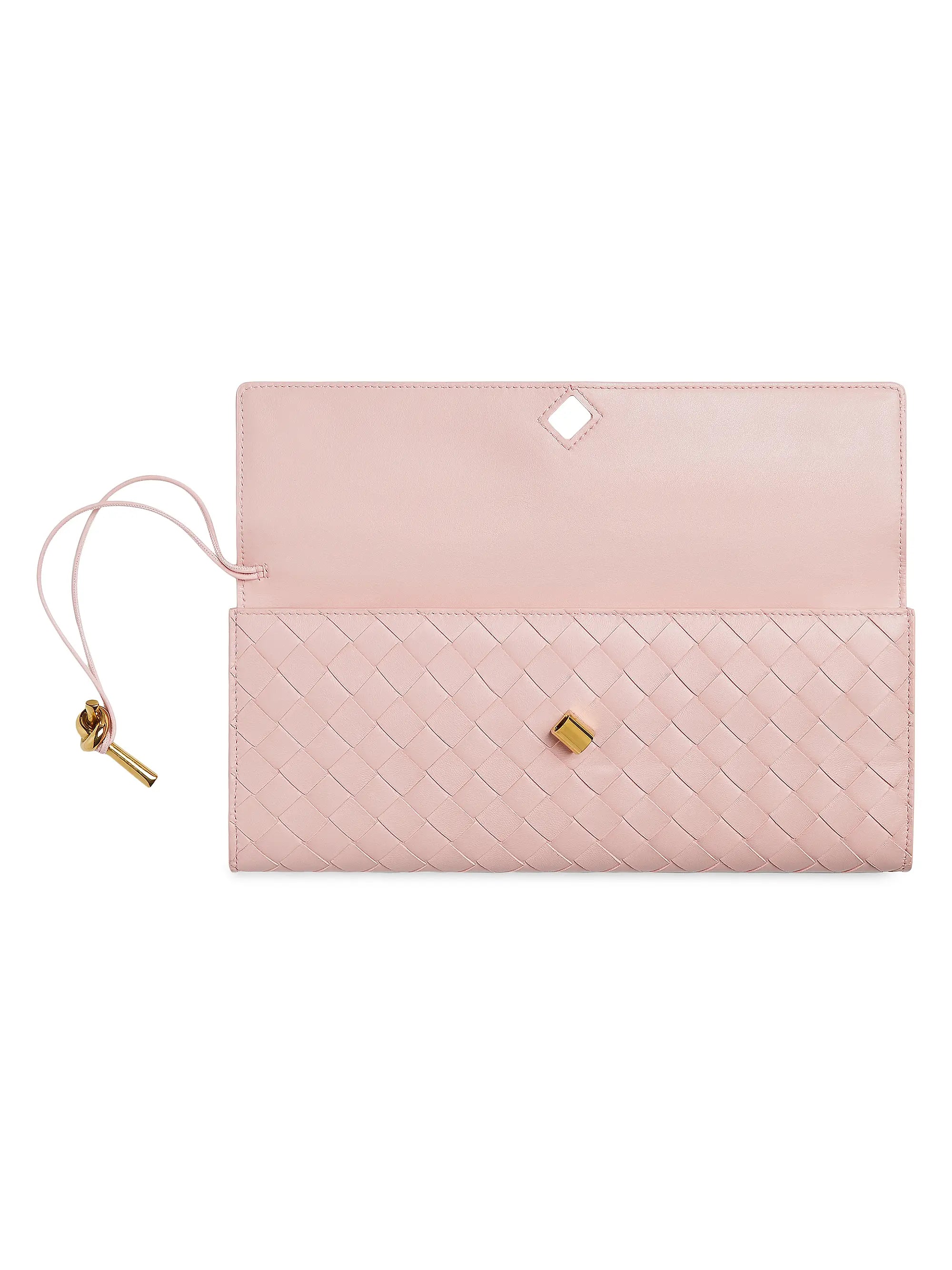 Bottega Veneta Andiamo Intrecciato Leather Top-Handle Clutch
