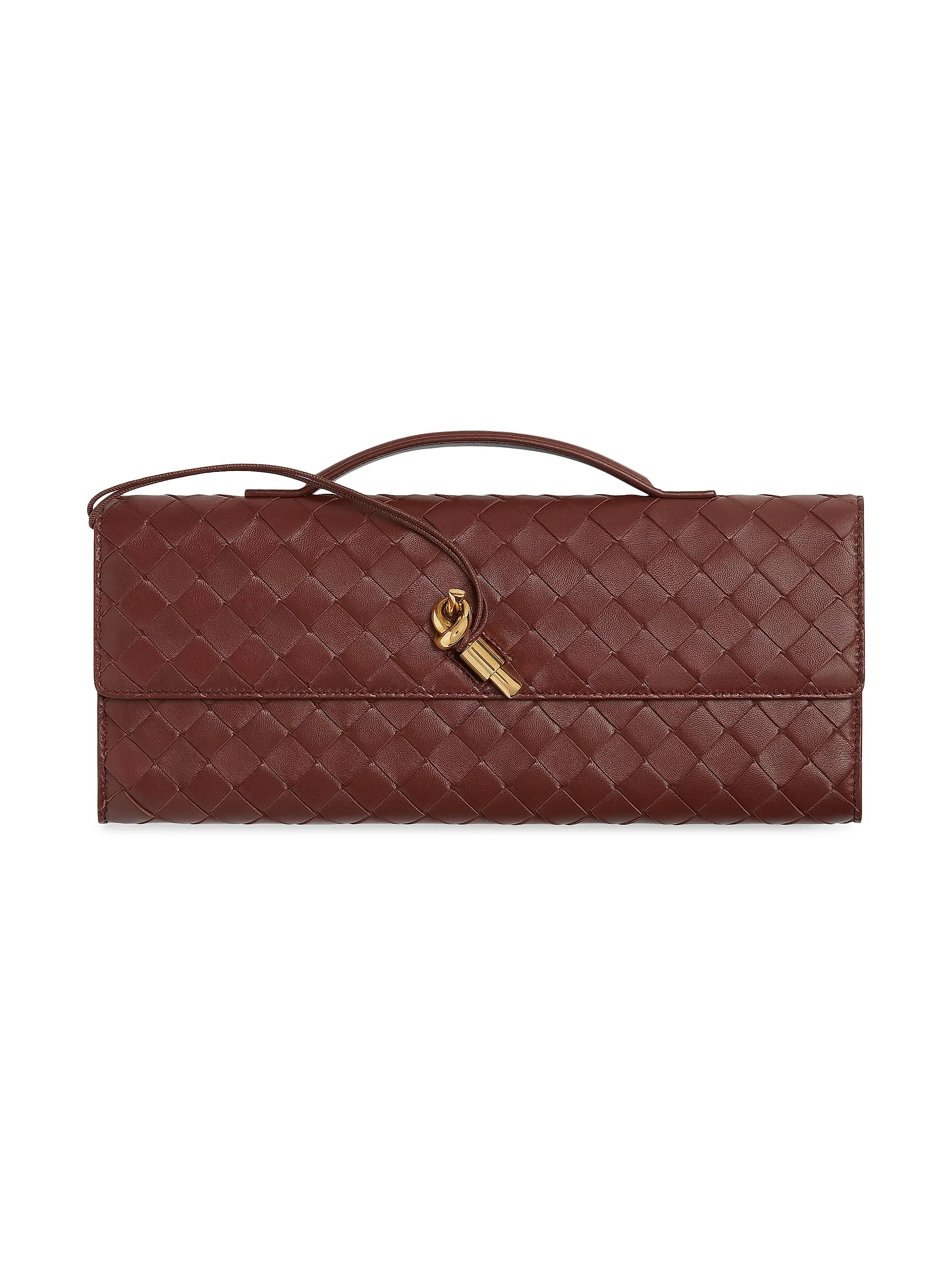 Bottega Veneta Andiamo Intrecciato Leather Top-Handle Clutch