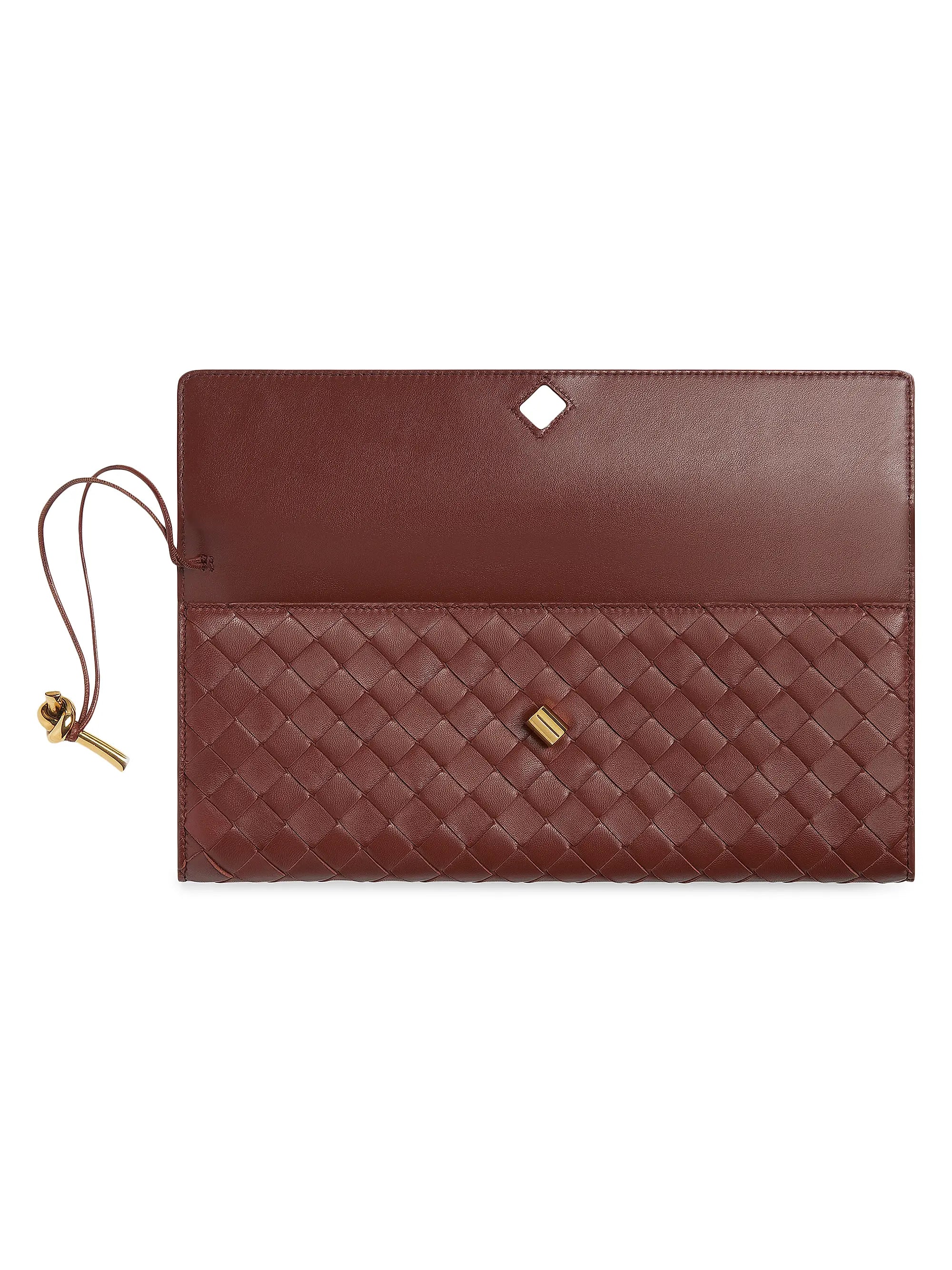 Bottega Veneta Andiamo Intrecciato Leather Top-Handle Clutch